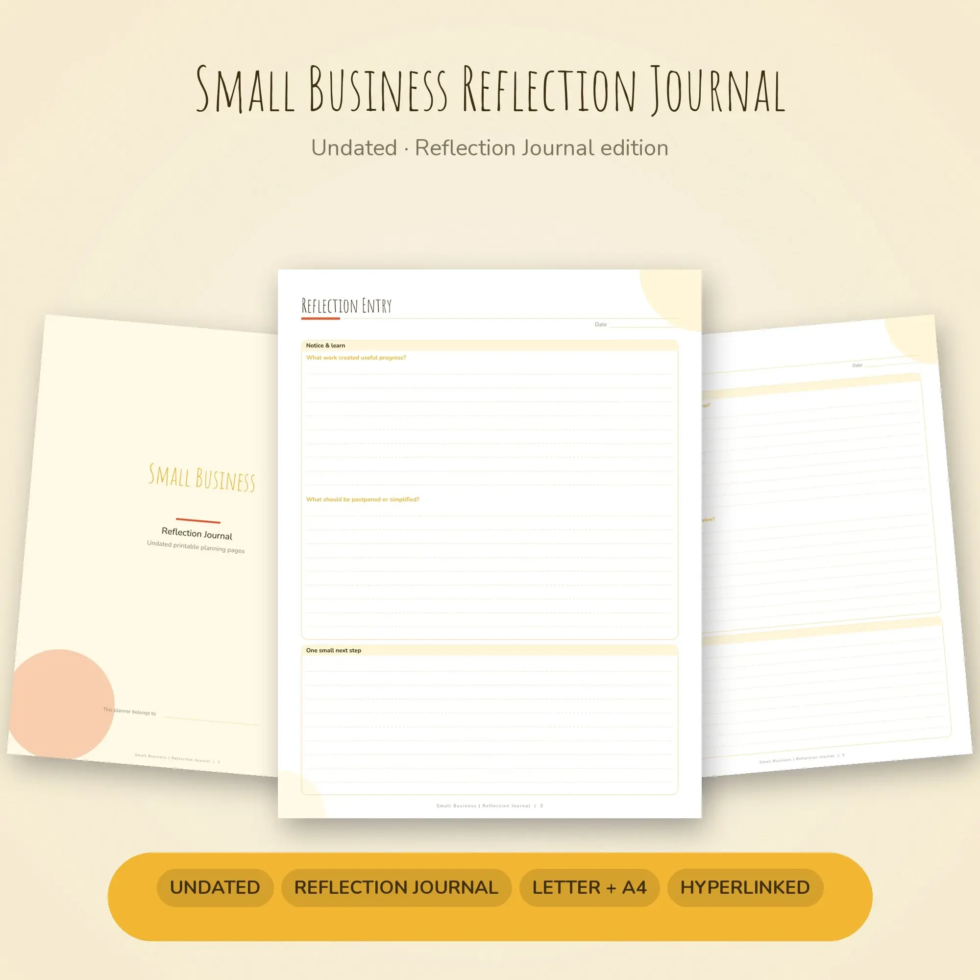 Small Business Reflection Journal Planner PDF - Sunshine preview