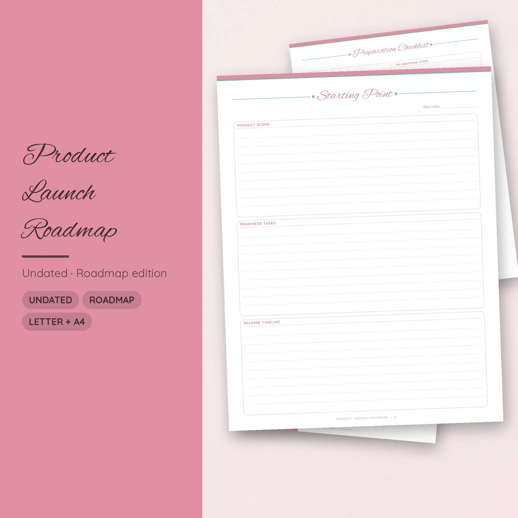 Product Launch Roadmap Planner PDF - Blush preview