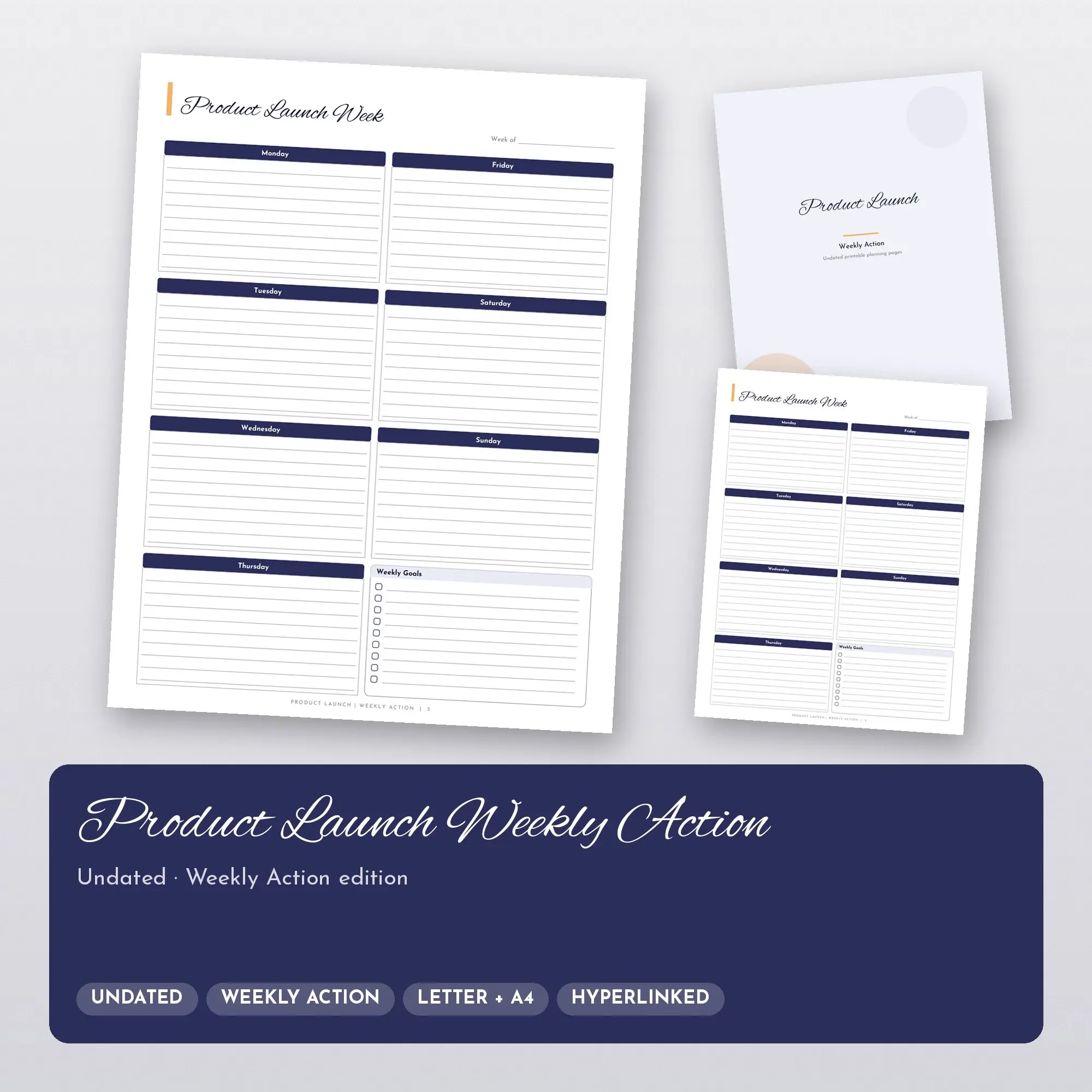 Product Launch Weekly Action Planner PDF - Midnight, preview 1 of 2
