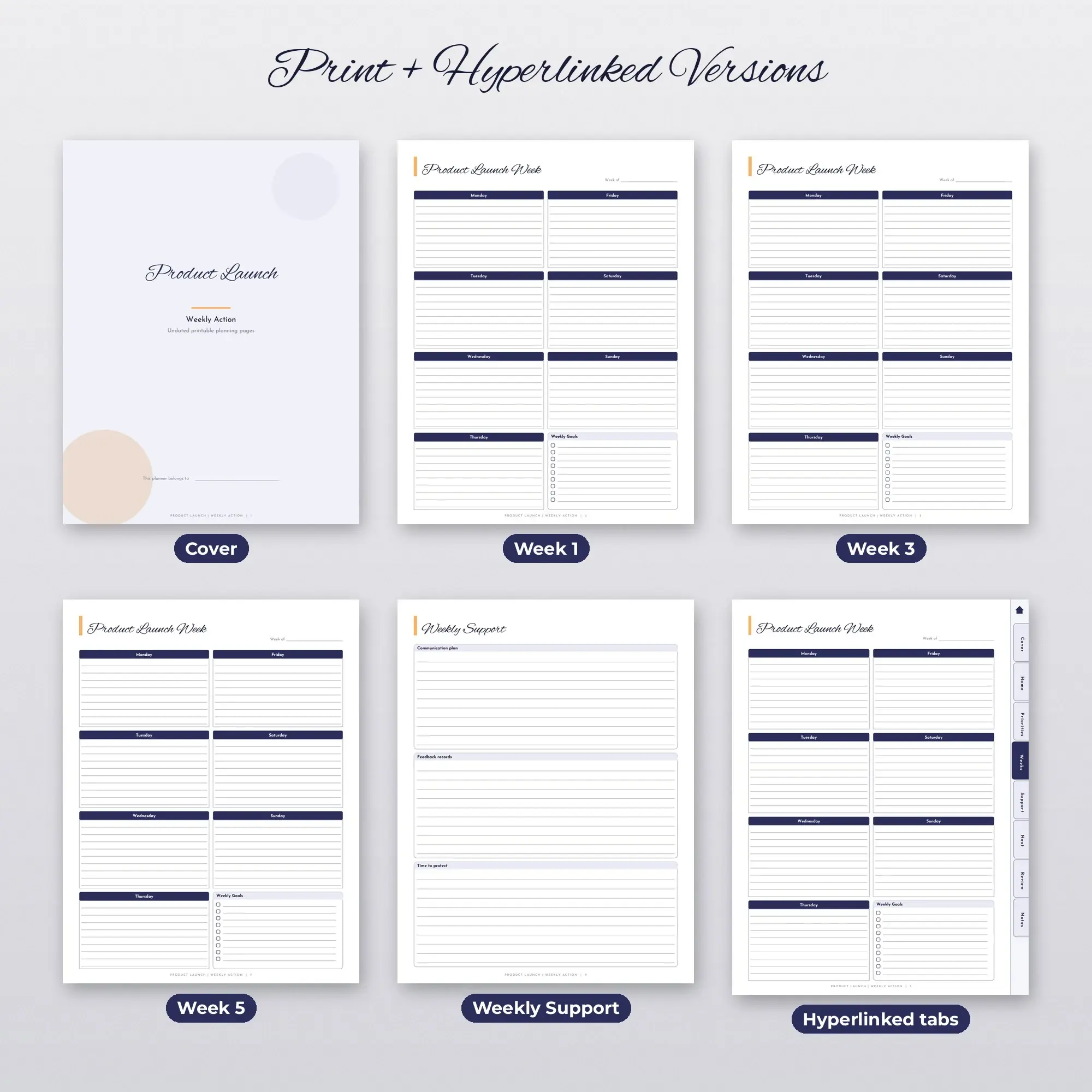 Product Launch Weekly Action Planner PDF - Midnight, preview 2 of 2