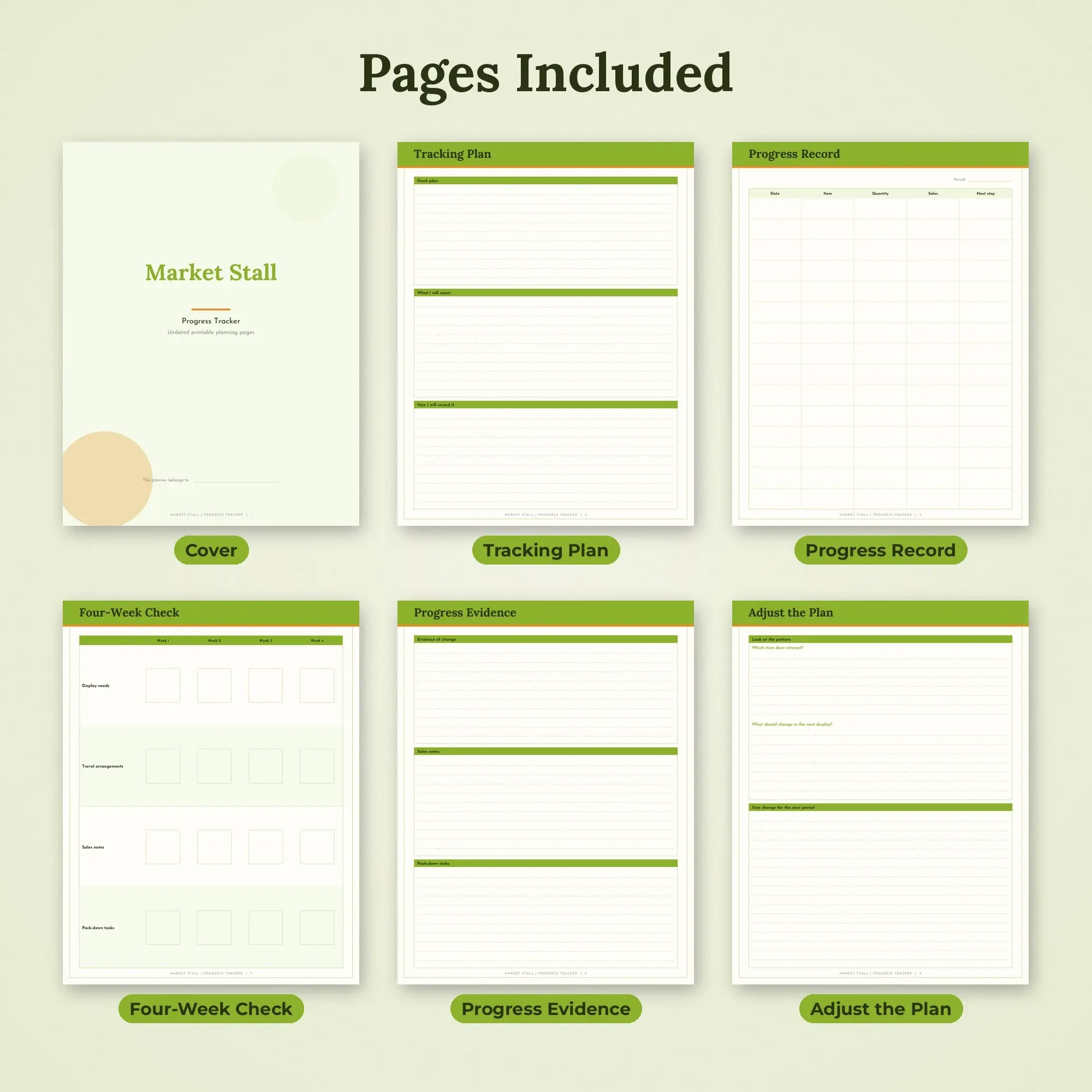 Market Stall Progress Tracker Planner PDF - Lime, preview 2 of 2