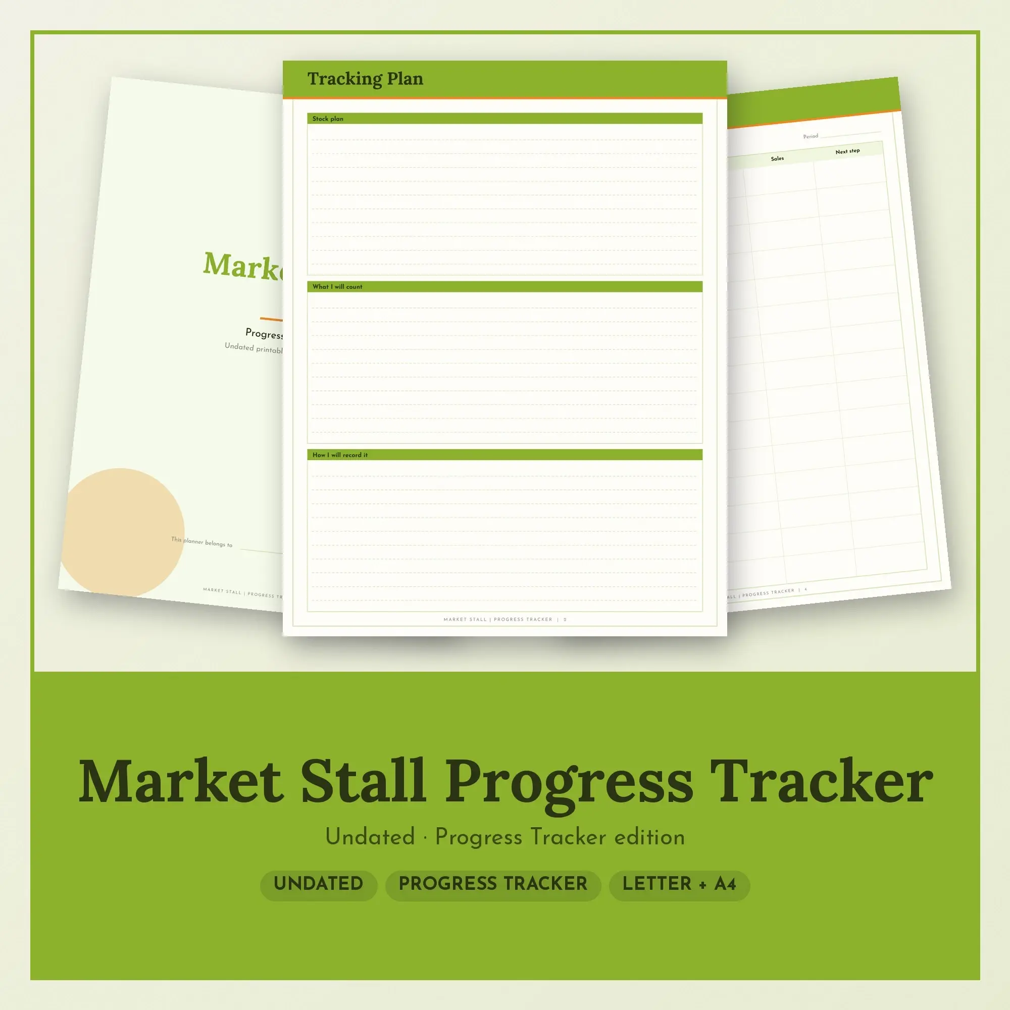 Market Stall Progress Tracker Planner PDF - Lime preview