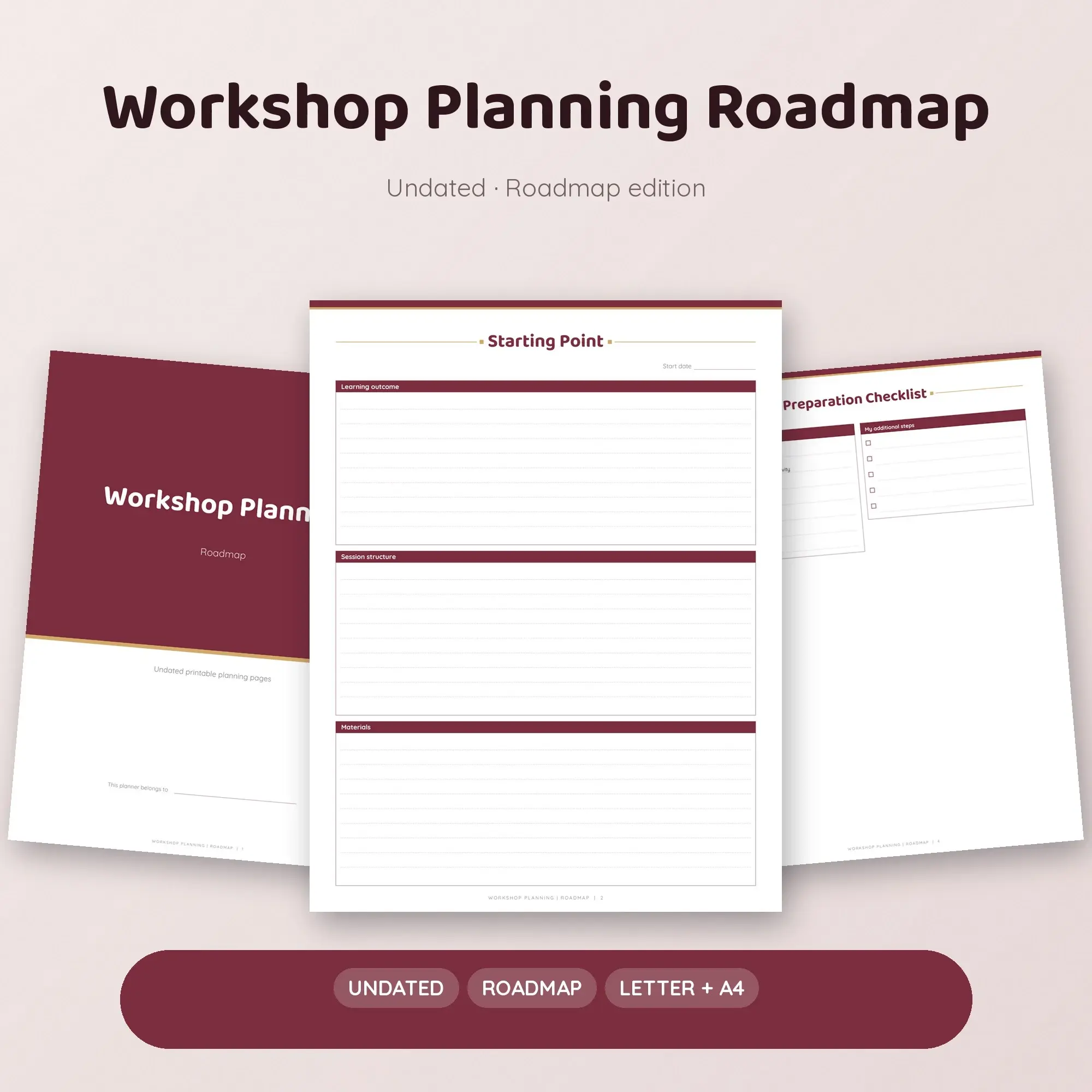 Workshop Planning Roadmap Planner PDF - Burgundy preview
