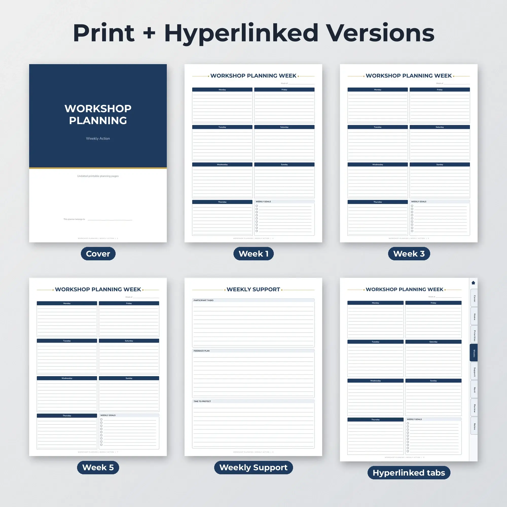 Workshop Planning Weekly Action Planner PDF - Navy, preview 2 of 2