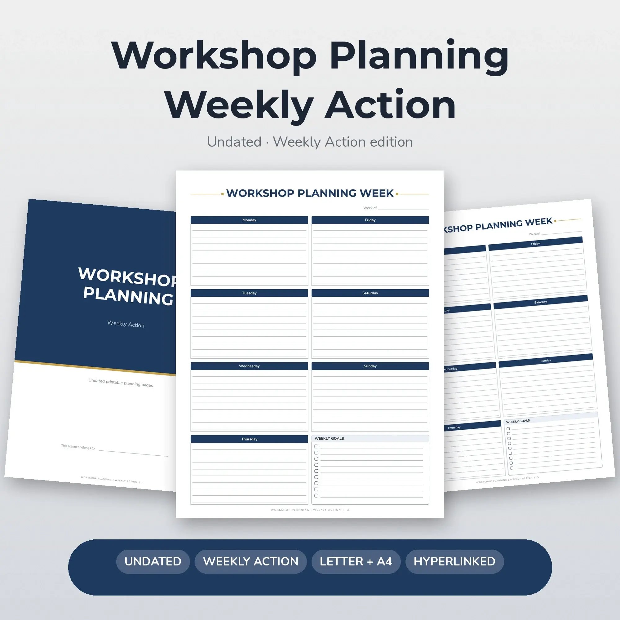 Workshop Planning Weekly Action Planner PDF - Navy preview