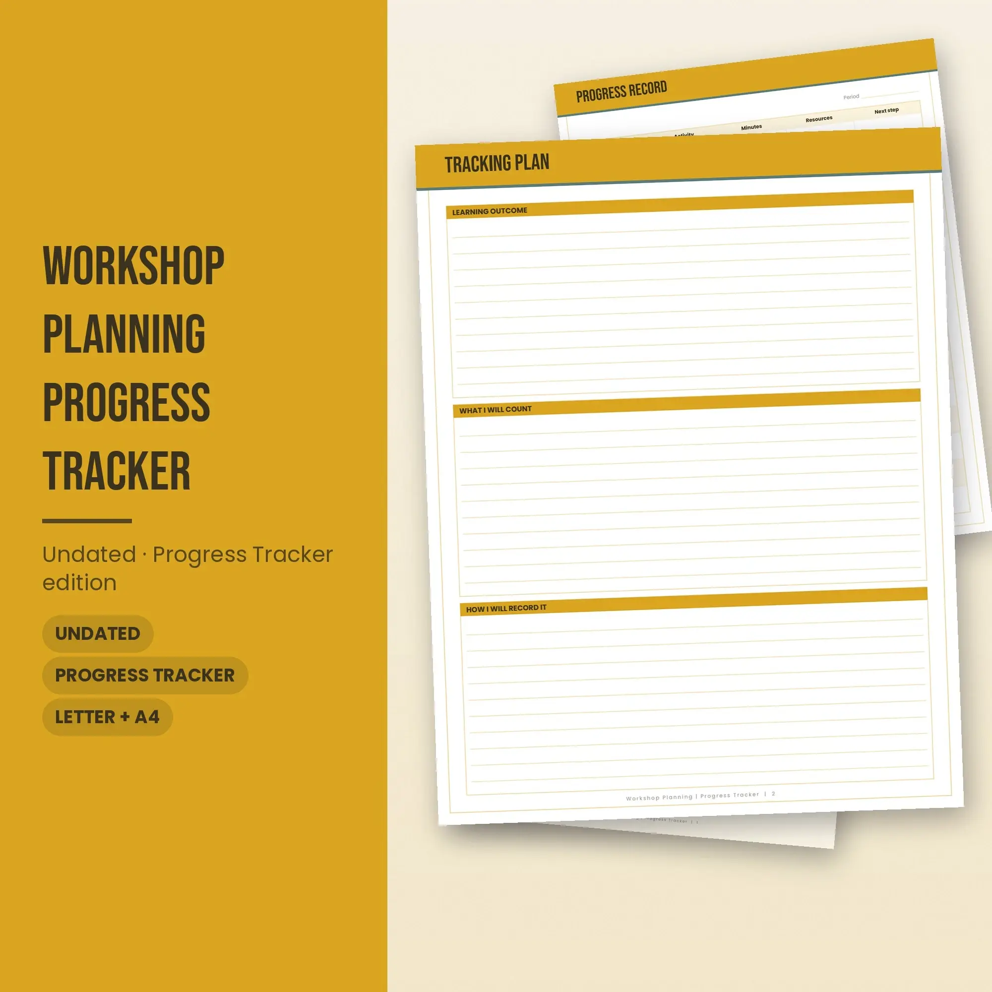 Workshop Planning Progress Tracker Planner PDF - Mustard preview
