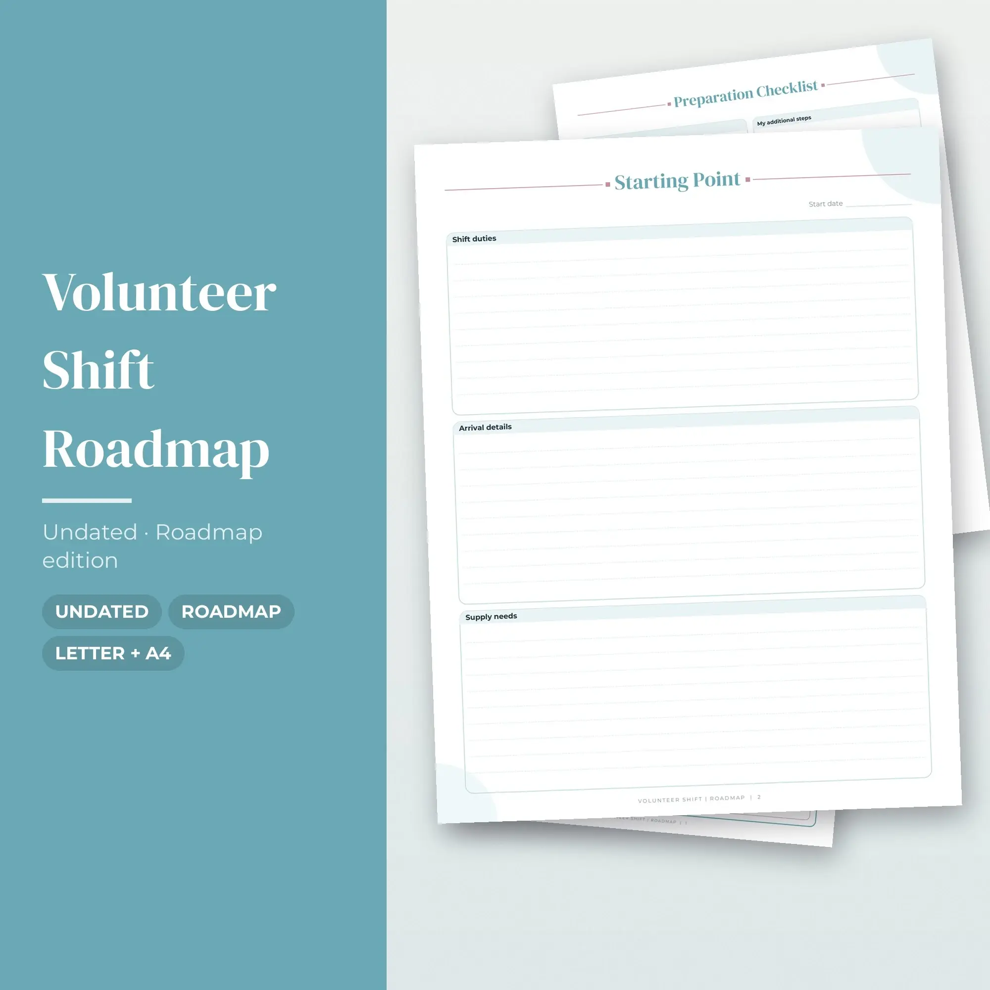 Volunteer Shift Roadmap Planner PDF - Glacier preview