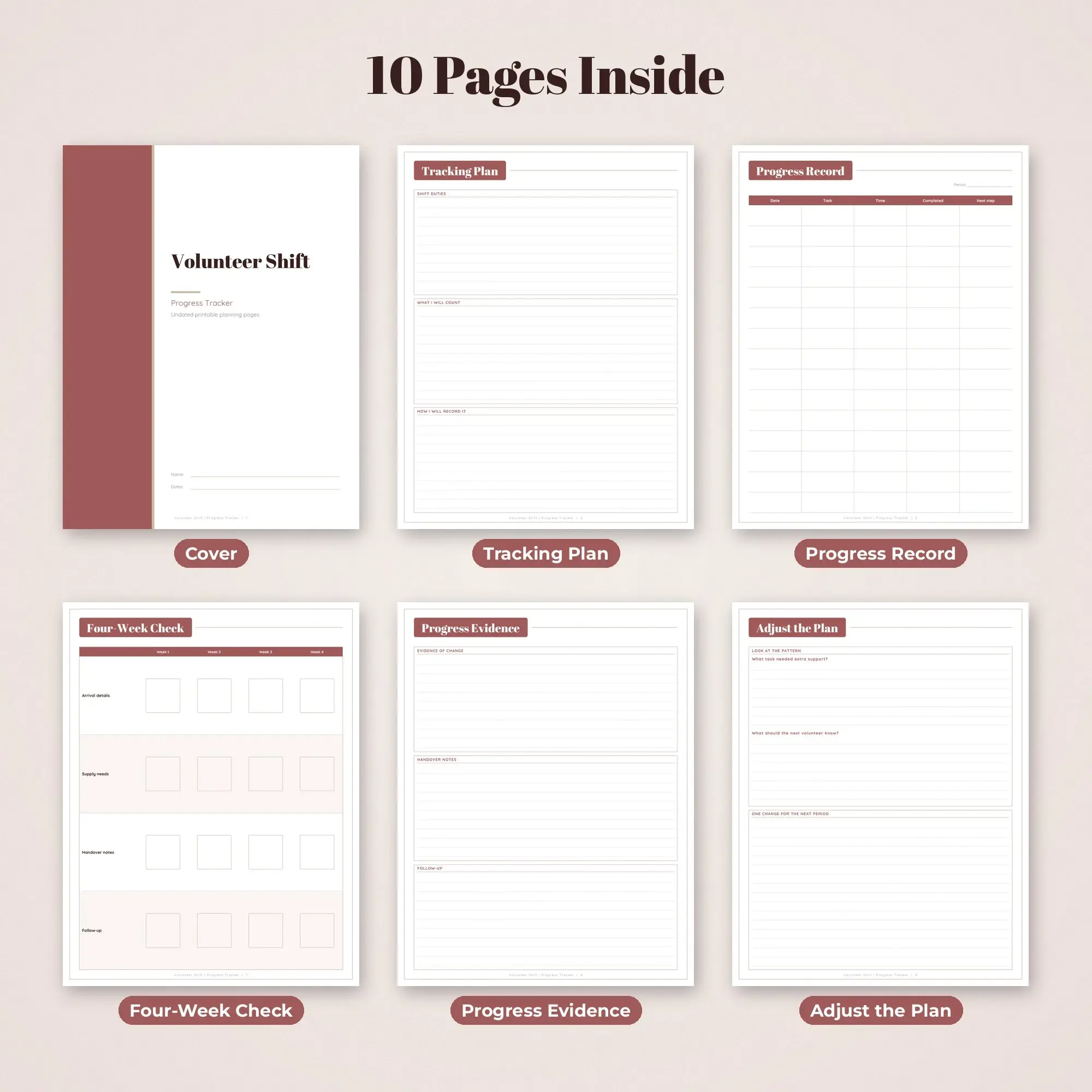 Volunteer Shift Progress Tracker Planner PDF - Rosewood, preview 2 of 2