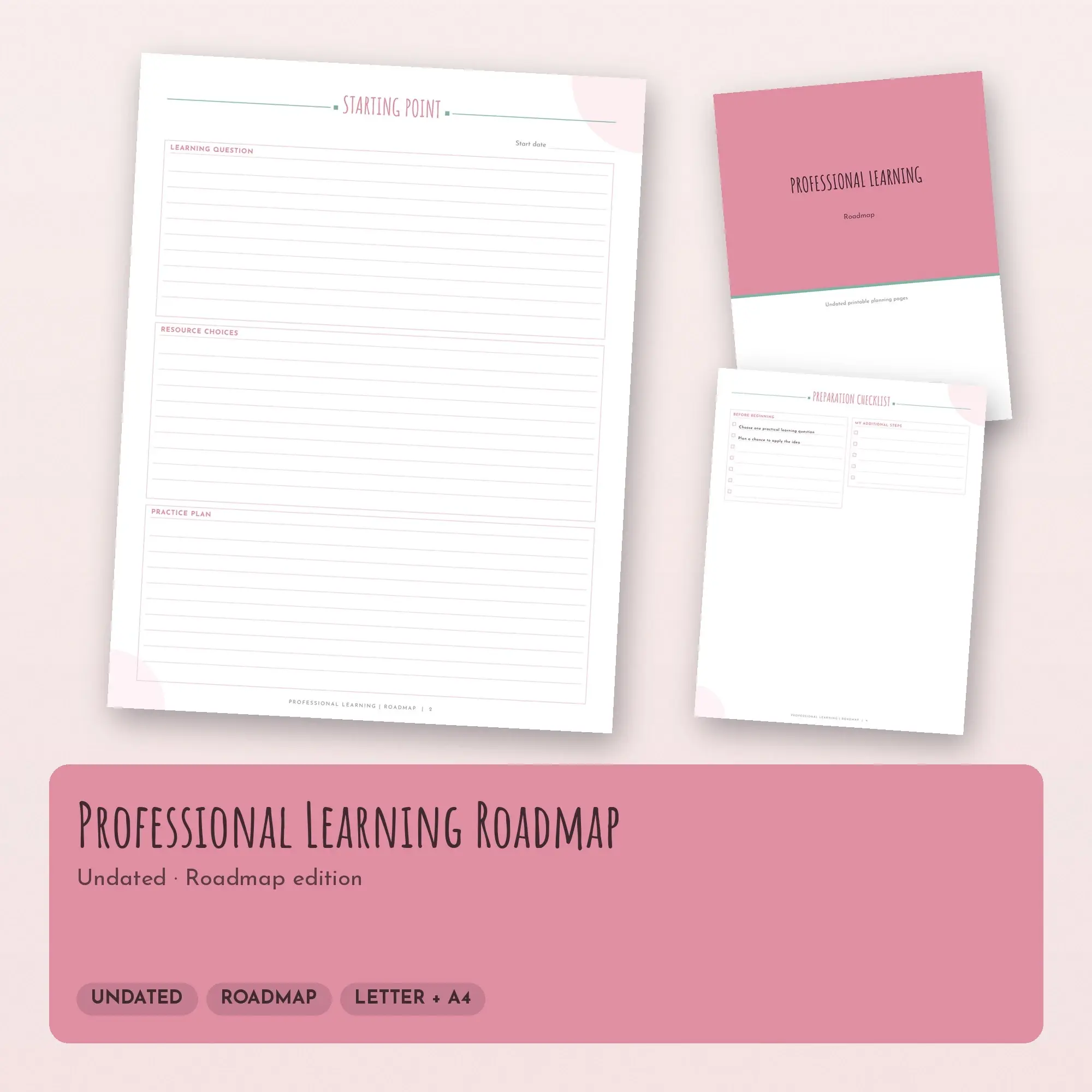 Professional Learning Roadmap Planner PDF - Blush preview