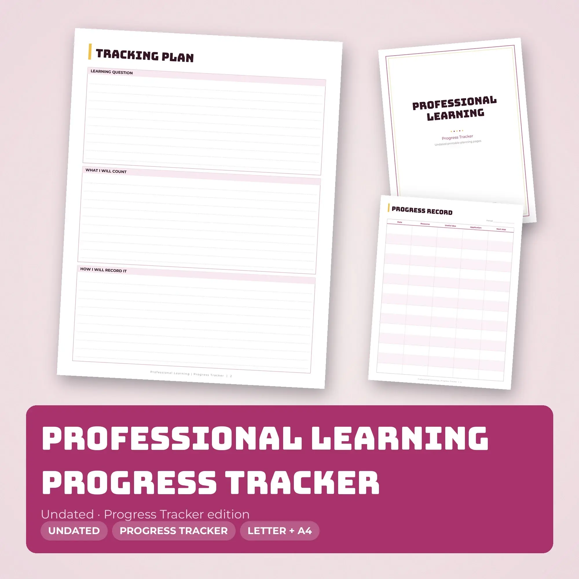 Professional Learning Progress Tracker Planner PDF - Berry preview