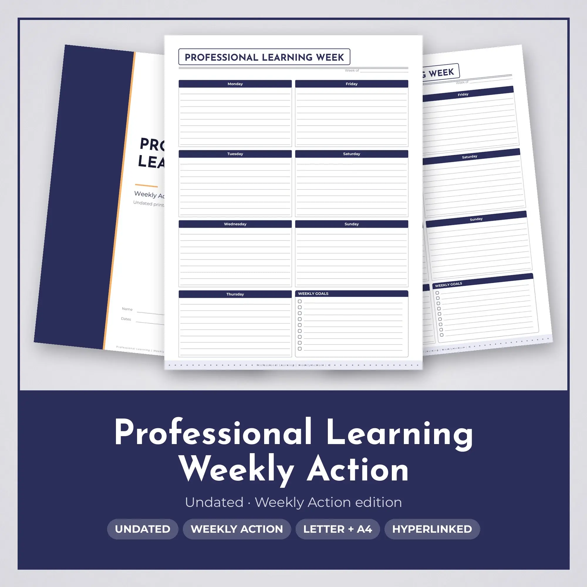 Professional Learning Weekly Action Planner PDF - Midnight preview