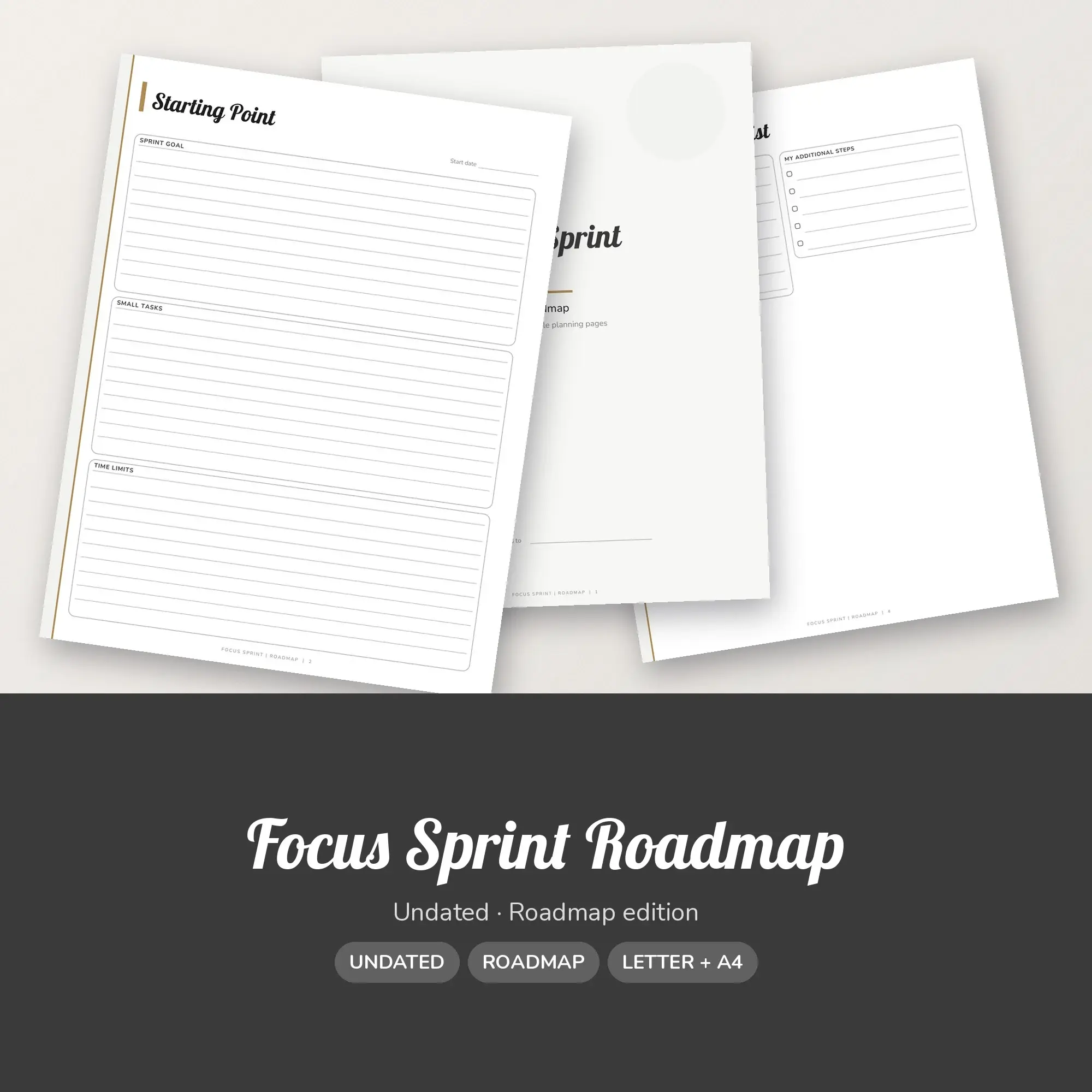 Focus Sprint Roadmap Planner PDF - Charcoal preview