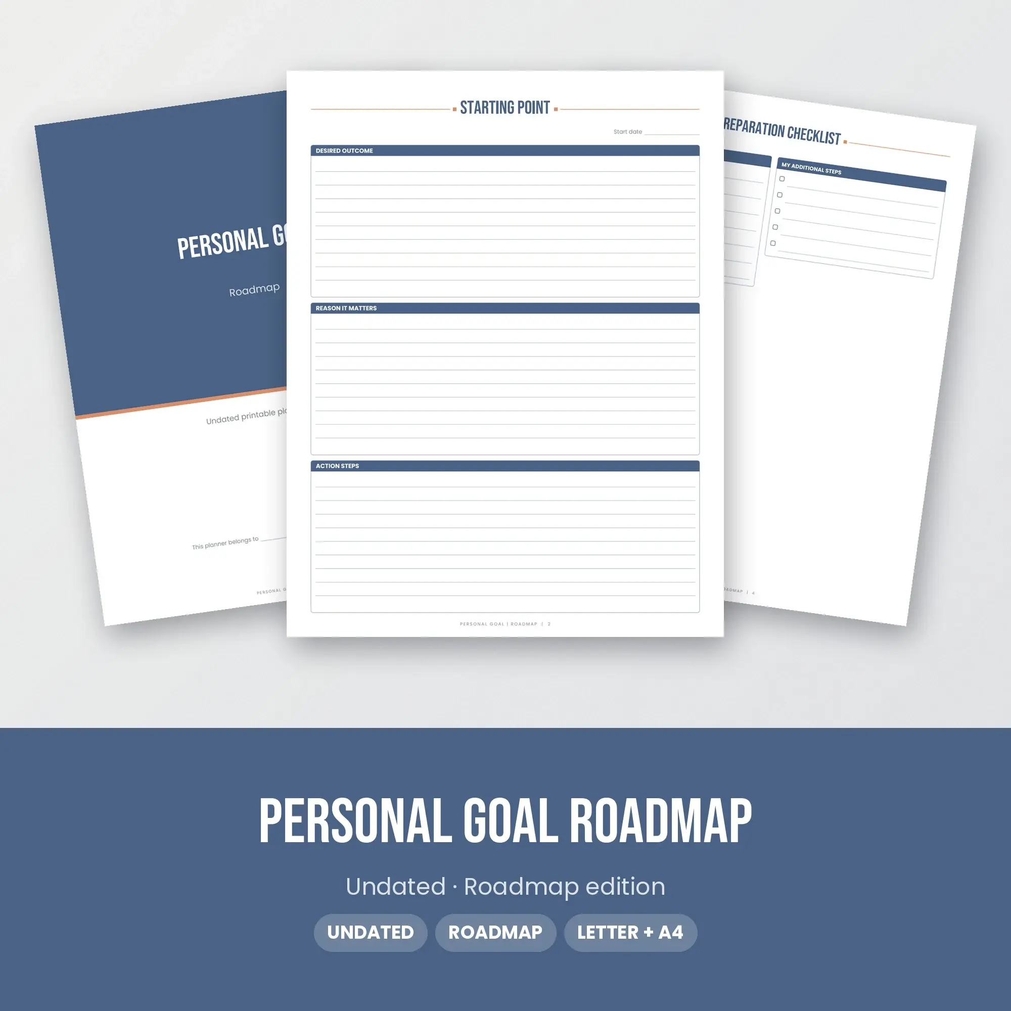 Personal Goal Roadmap Planner PDF - Slate Blue preview