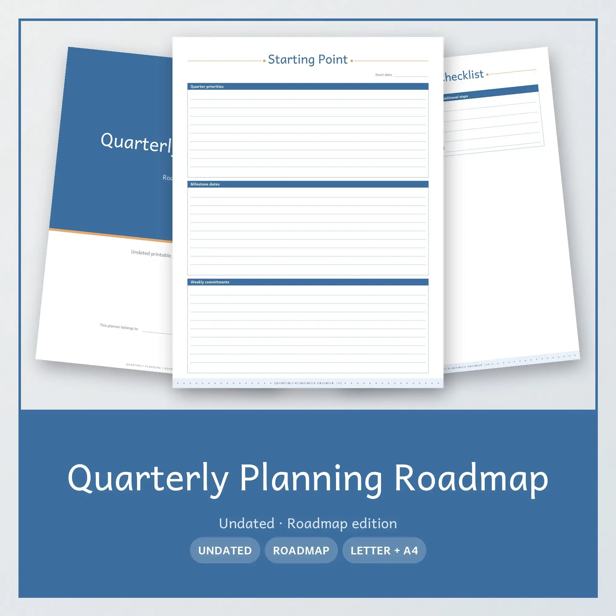 Quarterly Planning Roadmap Planner PDF - Denim preview