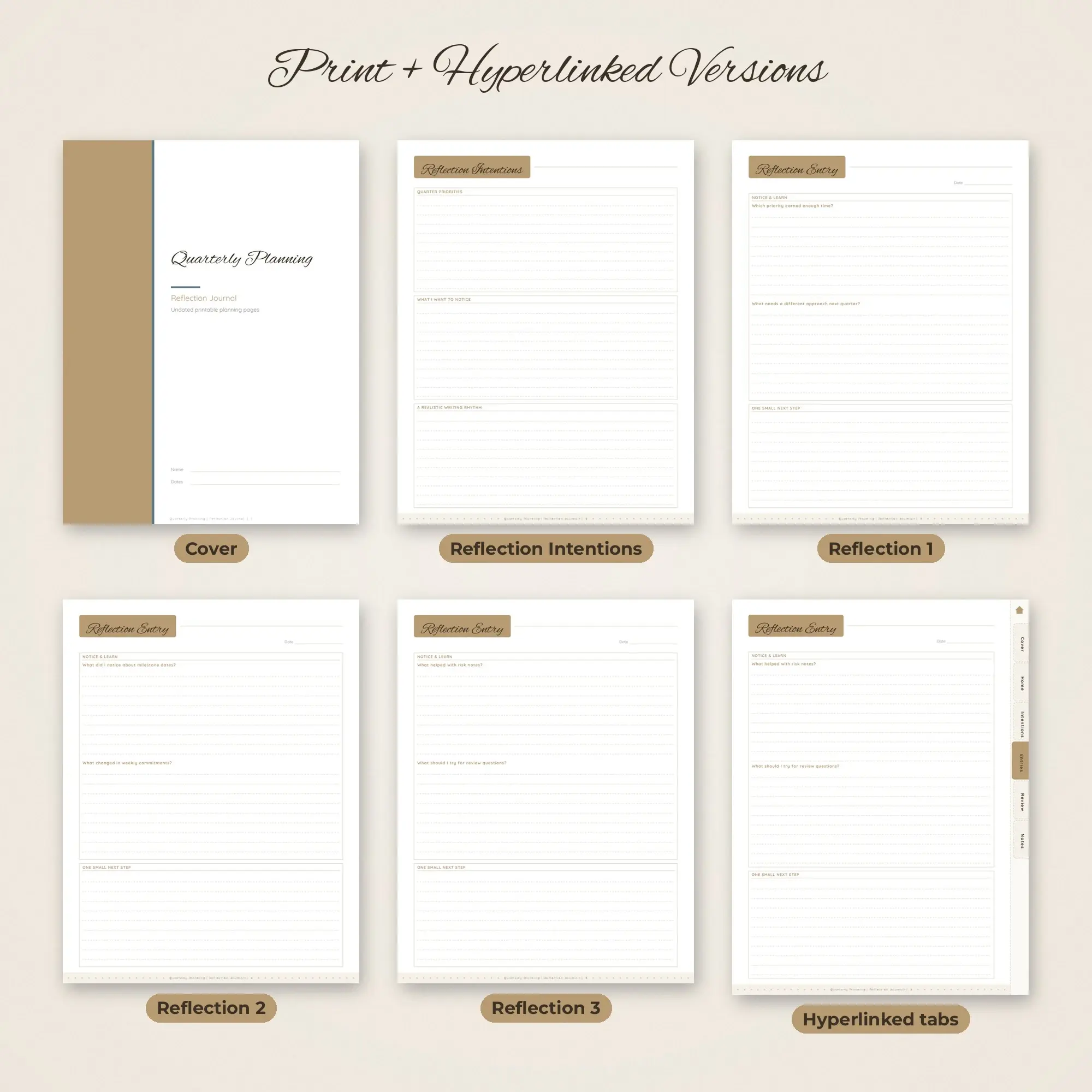 Quarterly Planning Reflection Journal Planner PDF - Sand, preview 2 of 2