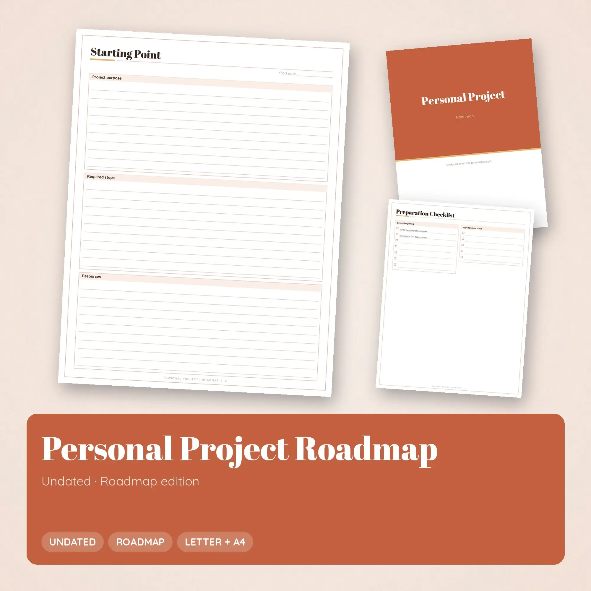 Personal Project Roadmap Planner PDF - Terracotta preview
