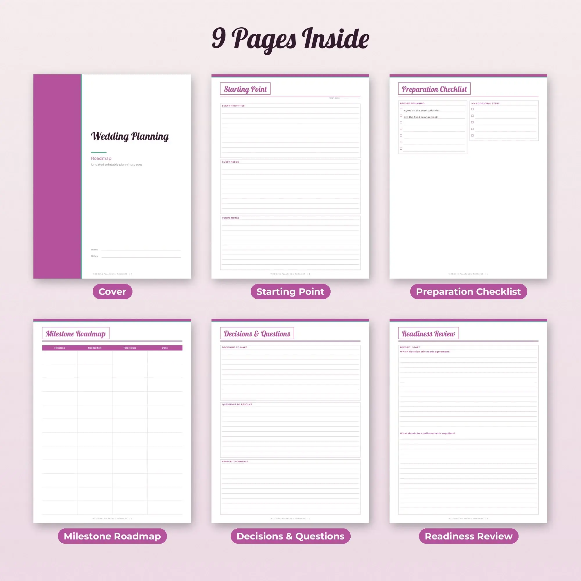 Wedding Planning Roadmap Planner PDF - Orchid, preview 2 of 2