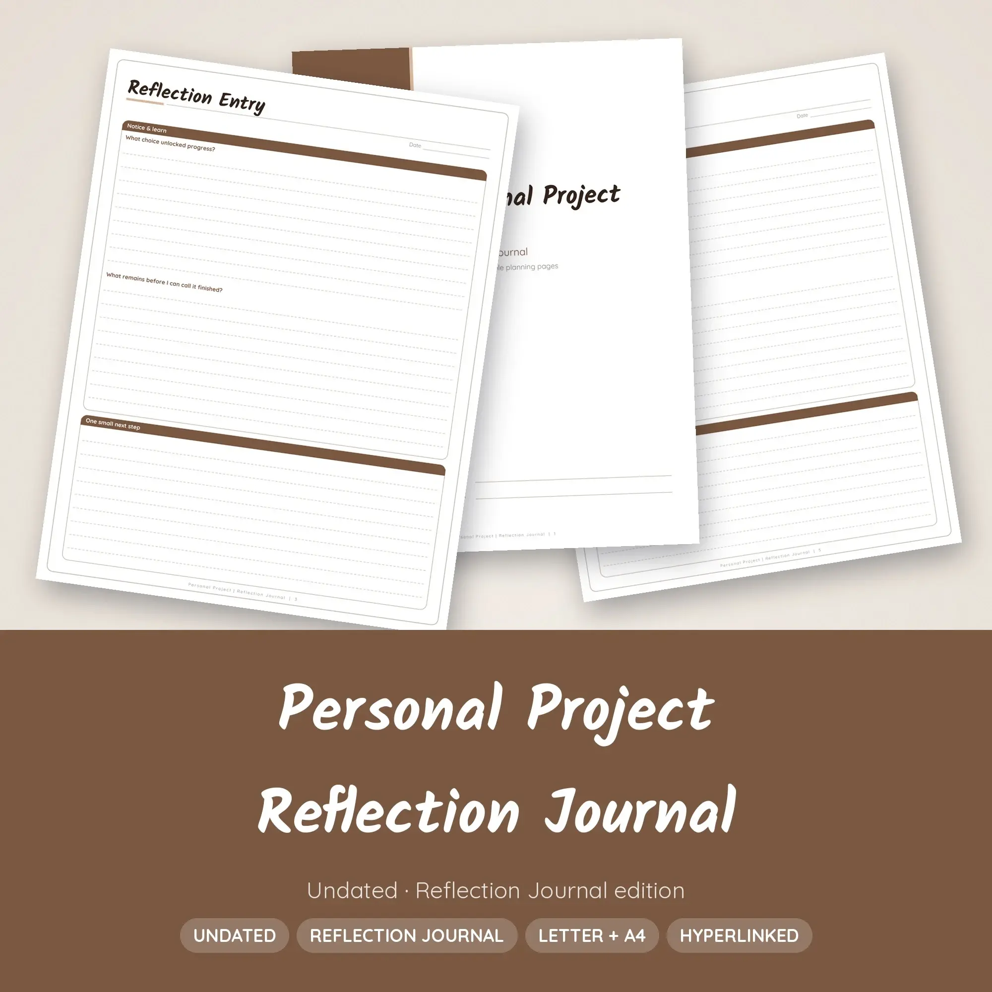Personal Project Reflection Journal Planner PDF - Cocoa preview