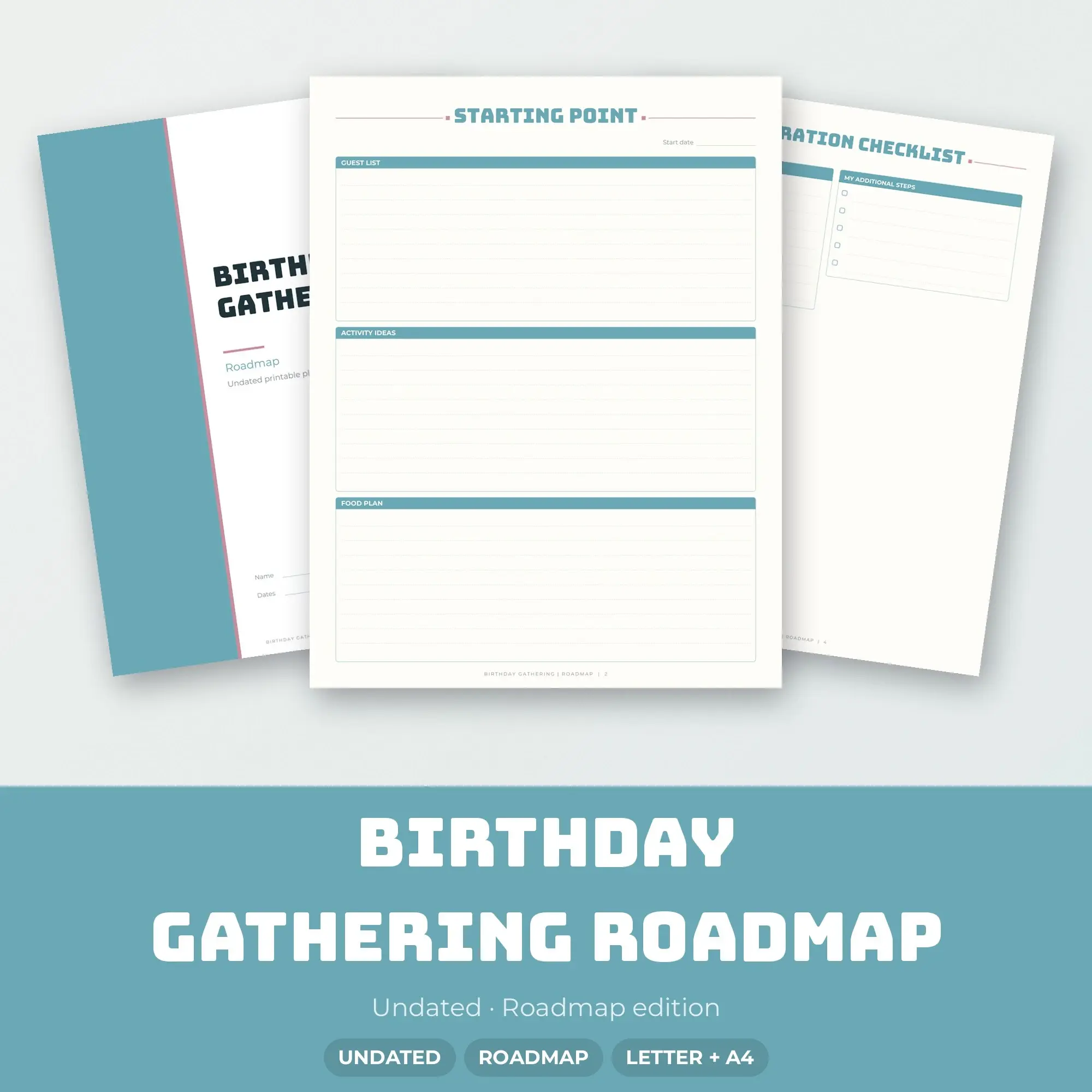 Birthday Gathering Roadmap Planner PDF - Glacier preview