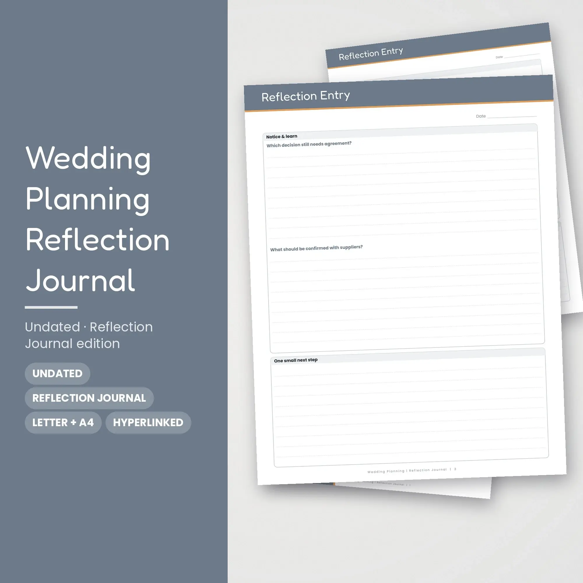 Wedding Planning Reflection Journal Planner PDF - Pewter preview