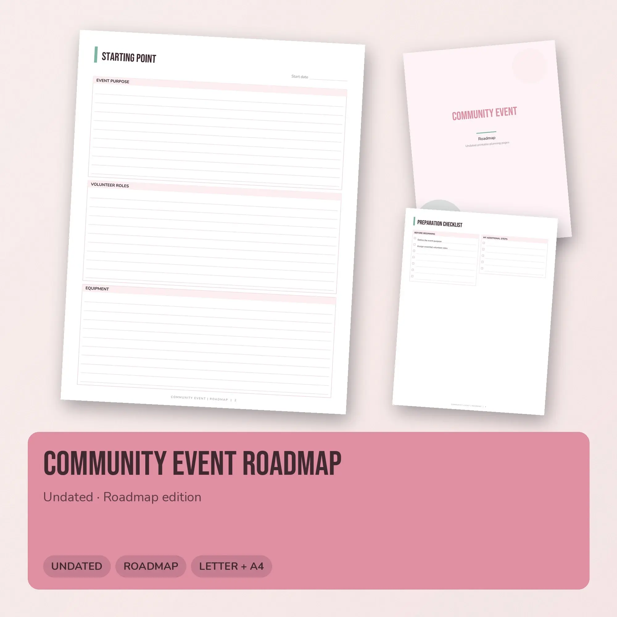 Community Event Roadmap Planner PDF - Blush preview