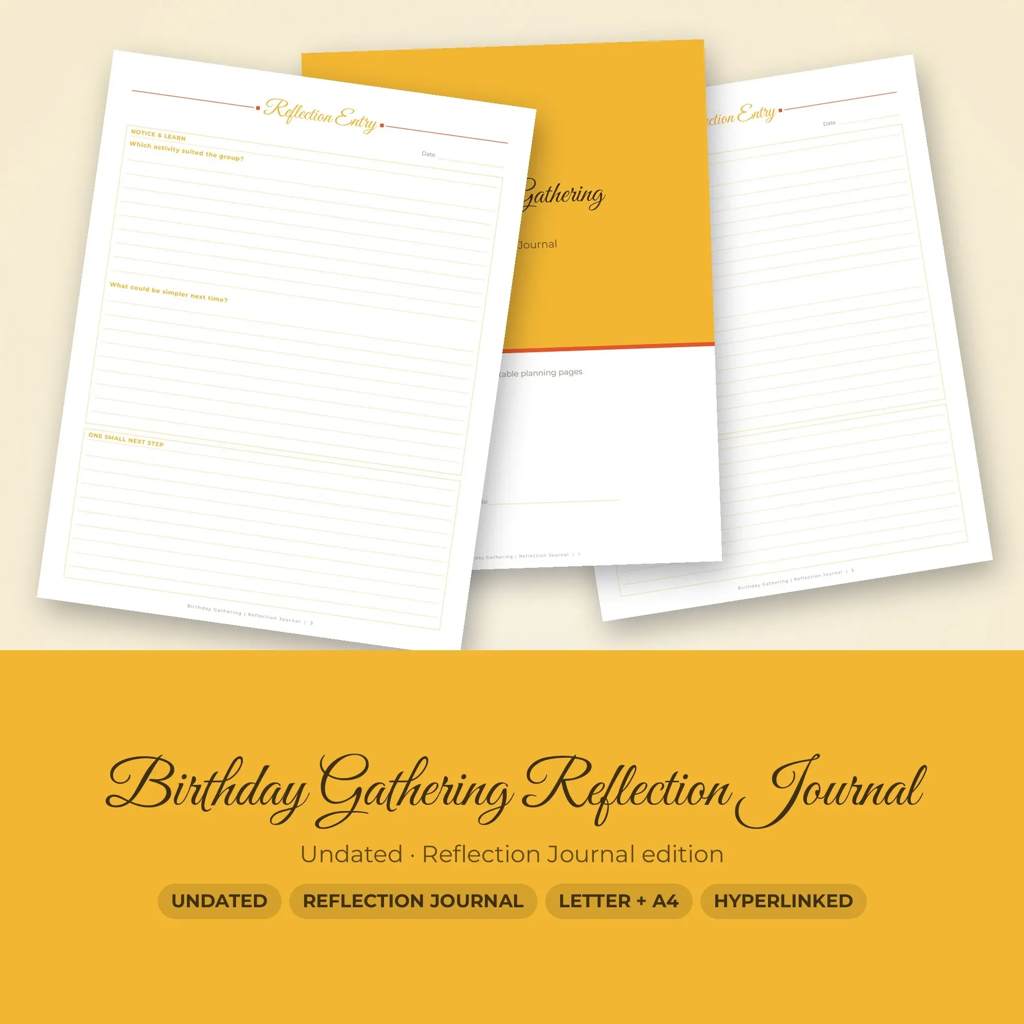 Birthday Gathering Reflection Journal Planner PDF - Sunshine preview