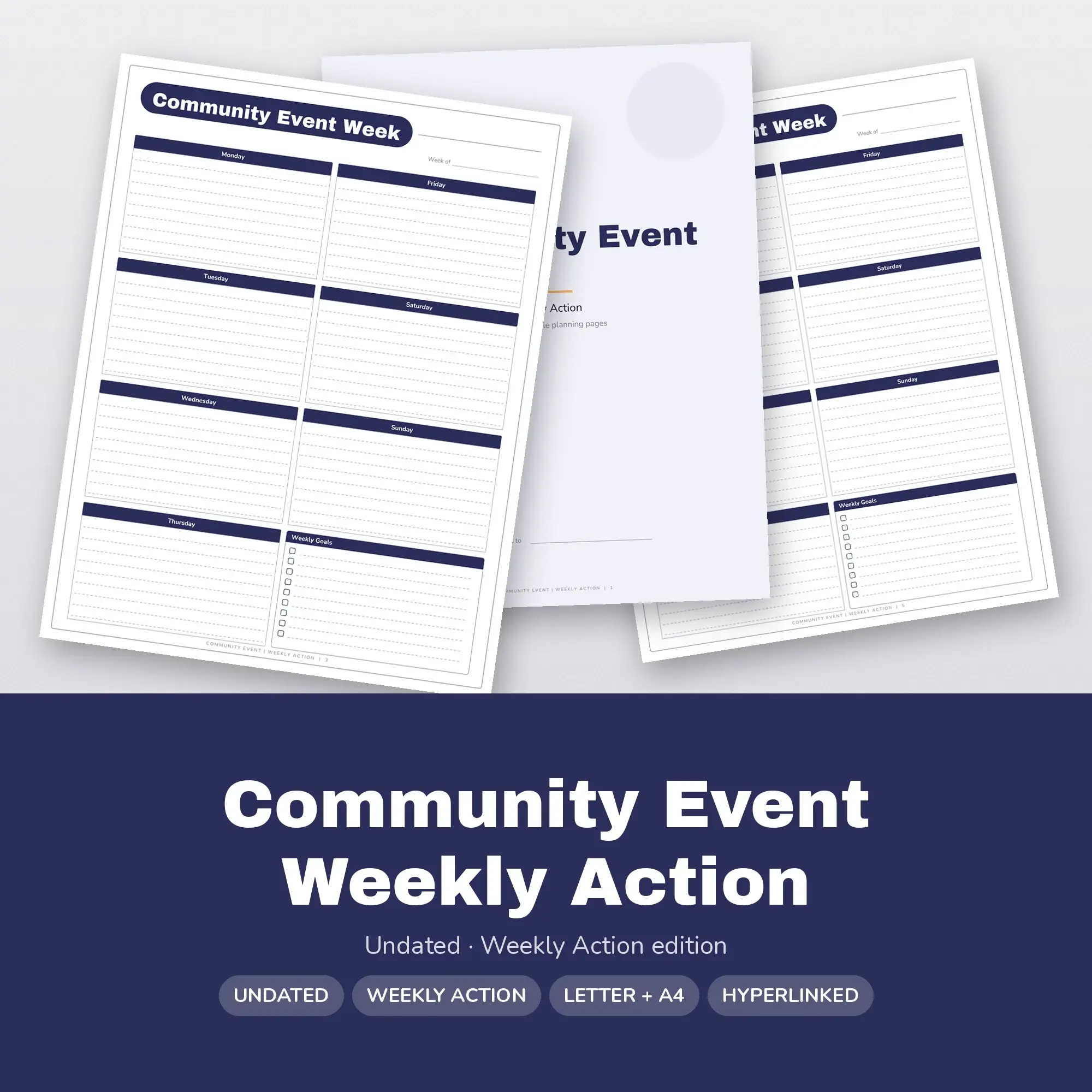 Community Event Weekly Action Planner PDF - Midnight preview