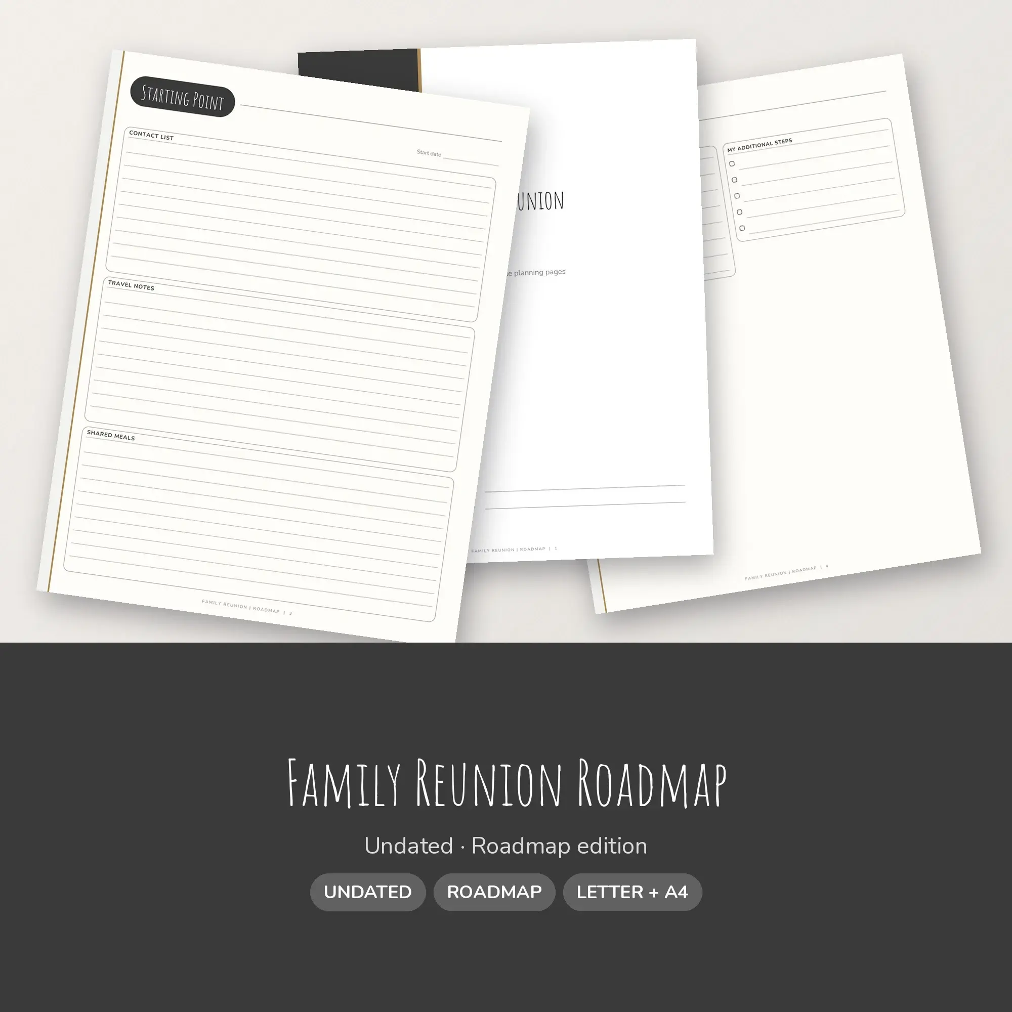 Family Reunion Roadmap Planner PDF - Charcoal preview
