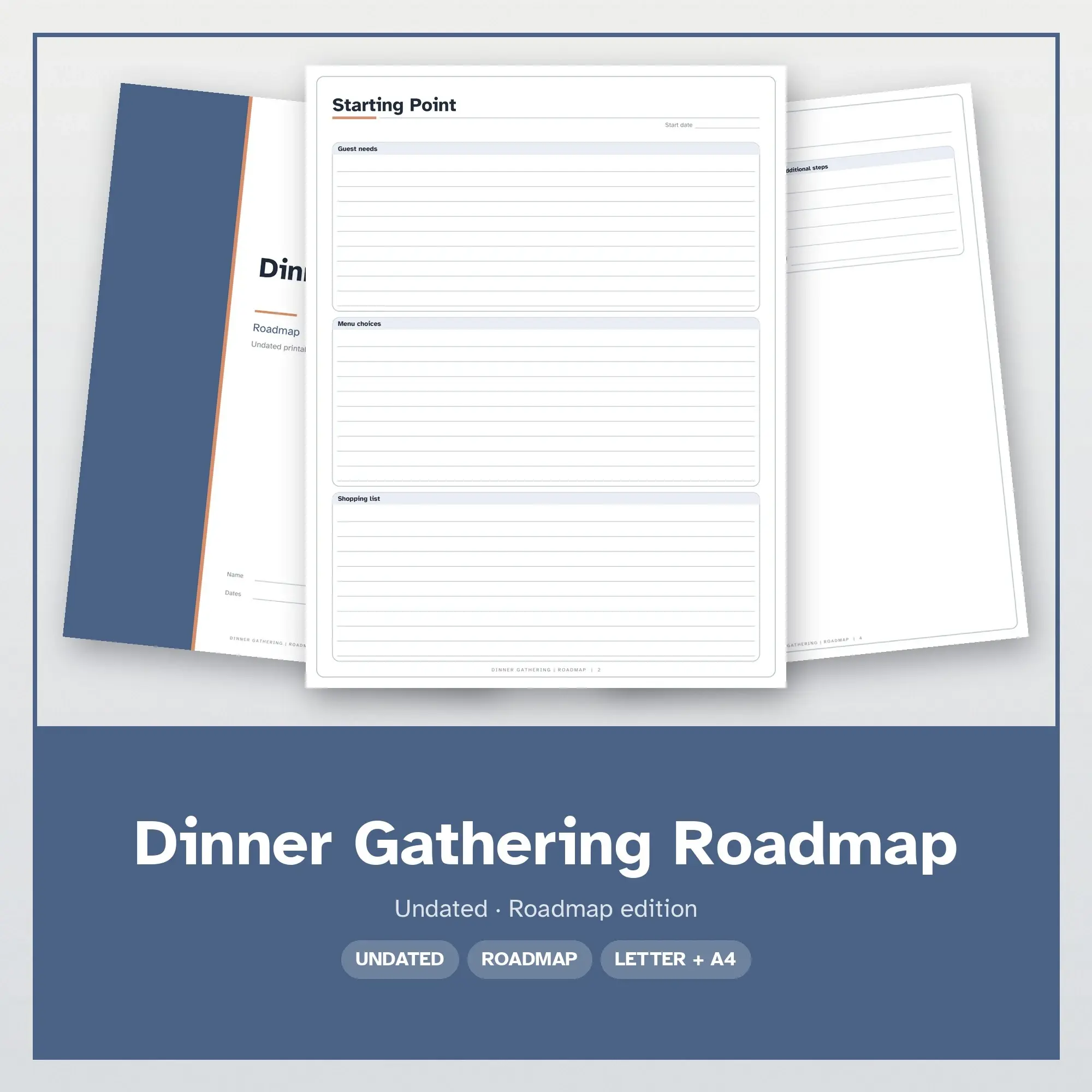 Dinner Gathering Roadmap Planner PDF - Slate Blue preview