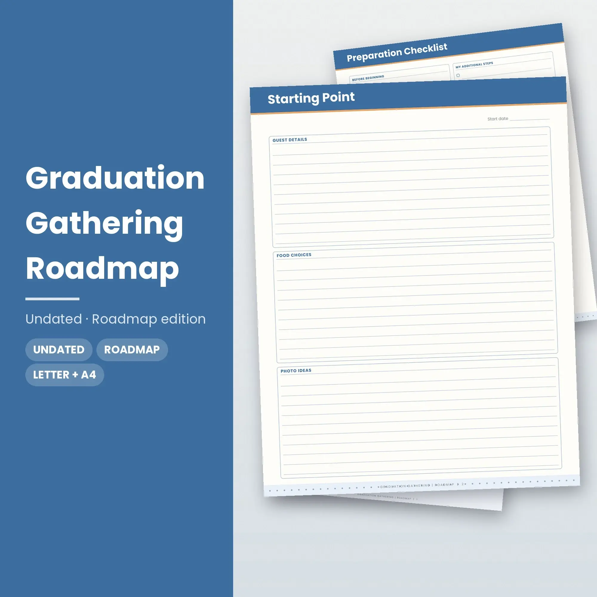 Graduation Gathering Roadmap Planner PDF - Denim preview