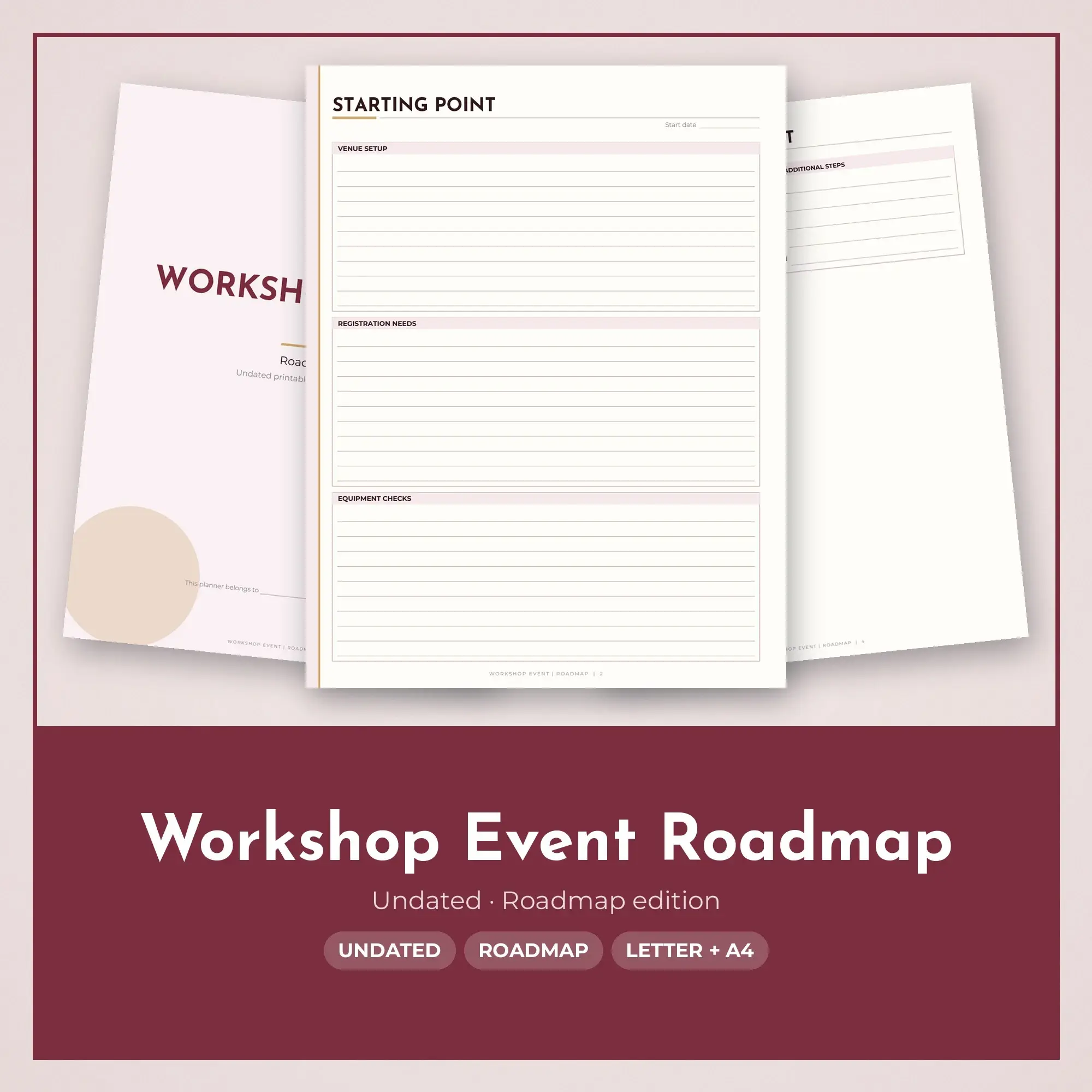 Workshop Event Roadmap Planner PDF - Burgundy preview