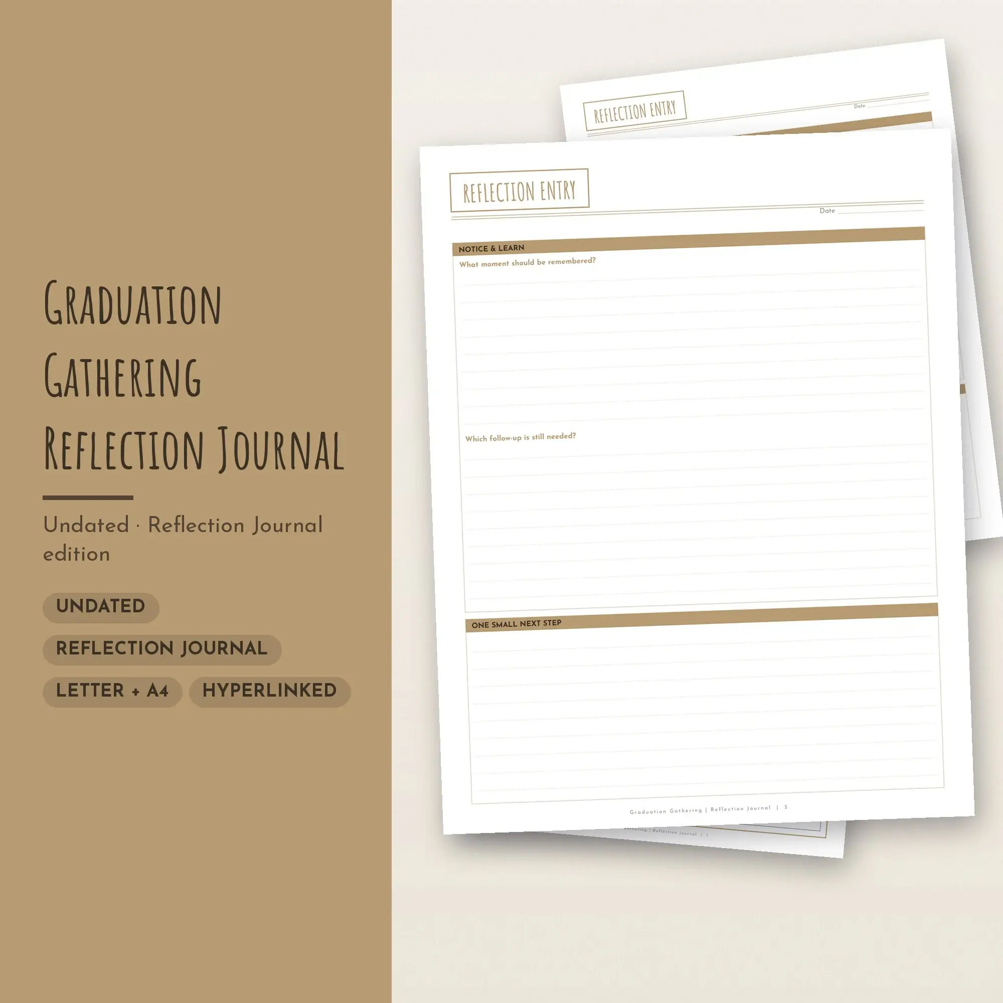 Graduation Gathering Reflection Journal Planner PDF - Sand preview