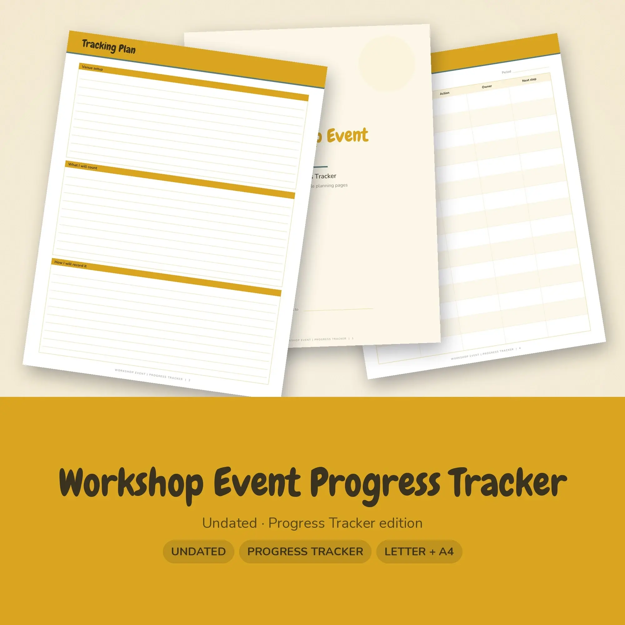 Workshop Event Progress Tracker Planner PDF - Mustard preview
