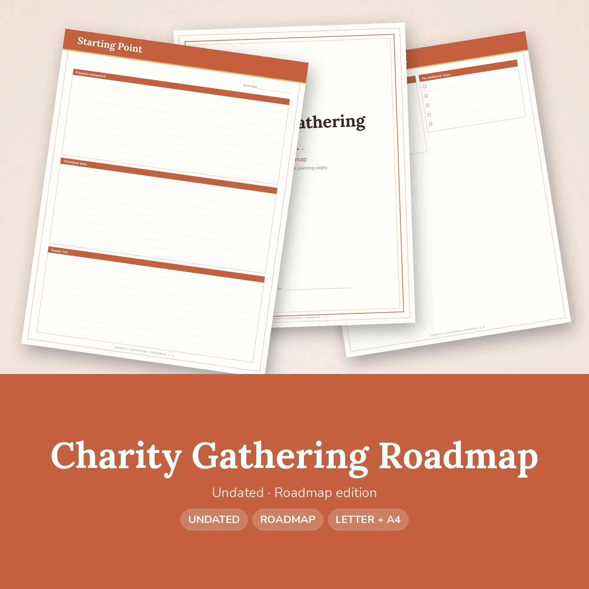 Charity Gathering Roadmap Planner PDF - Terracotta preview