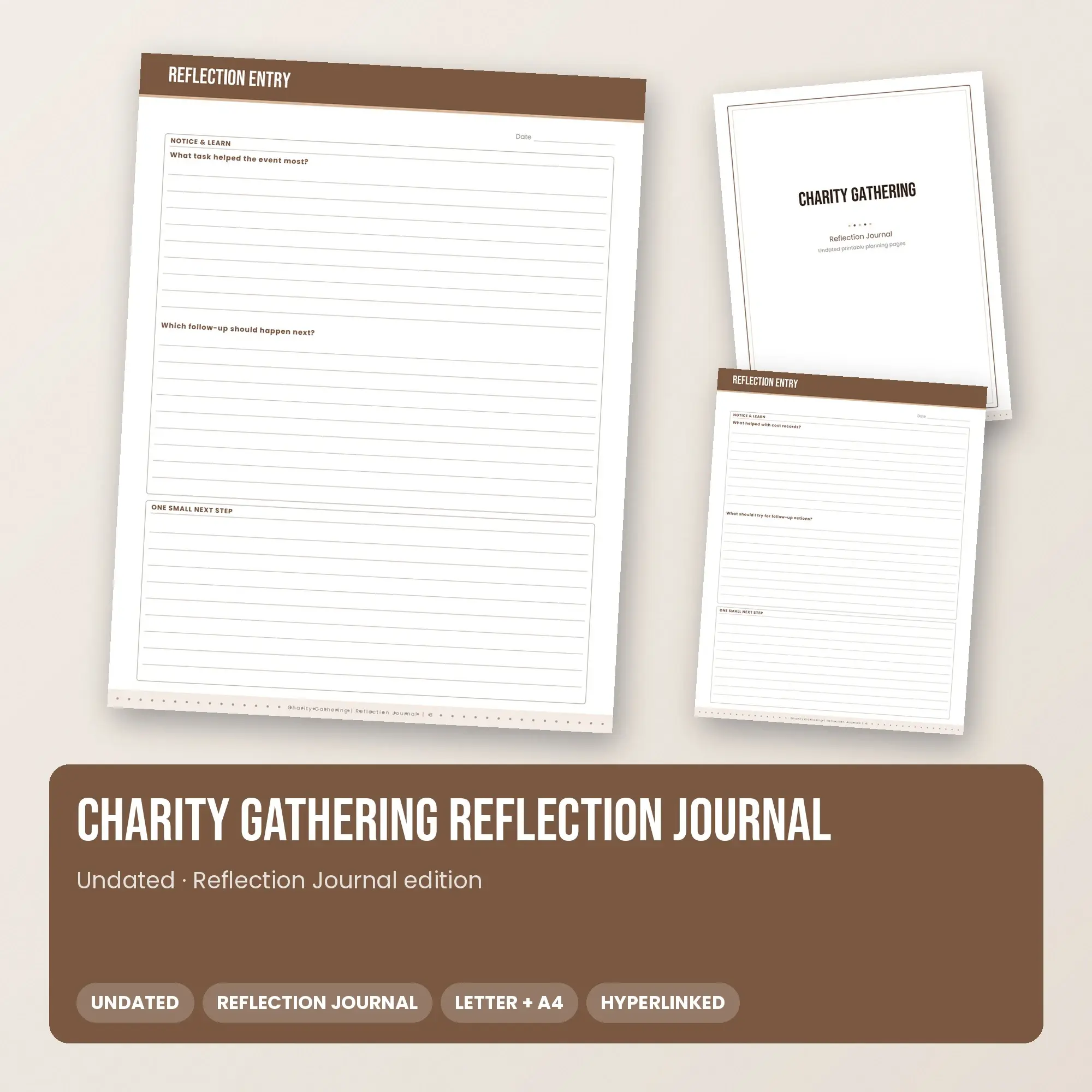 Charity Gathering Reflection Journal Planner PDF - Cocoa preview