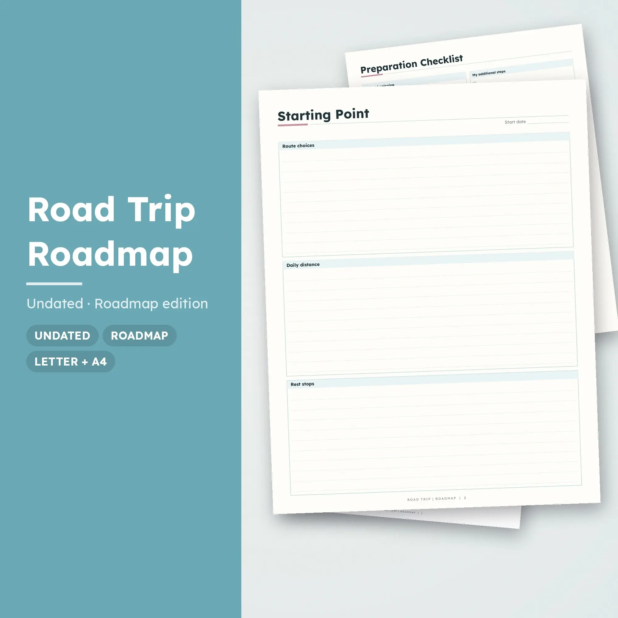 Road Trip Roadmap Planner PDF - Glacier preview