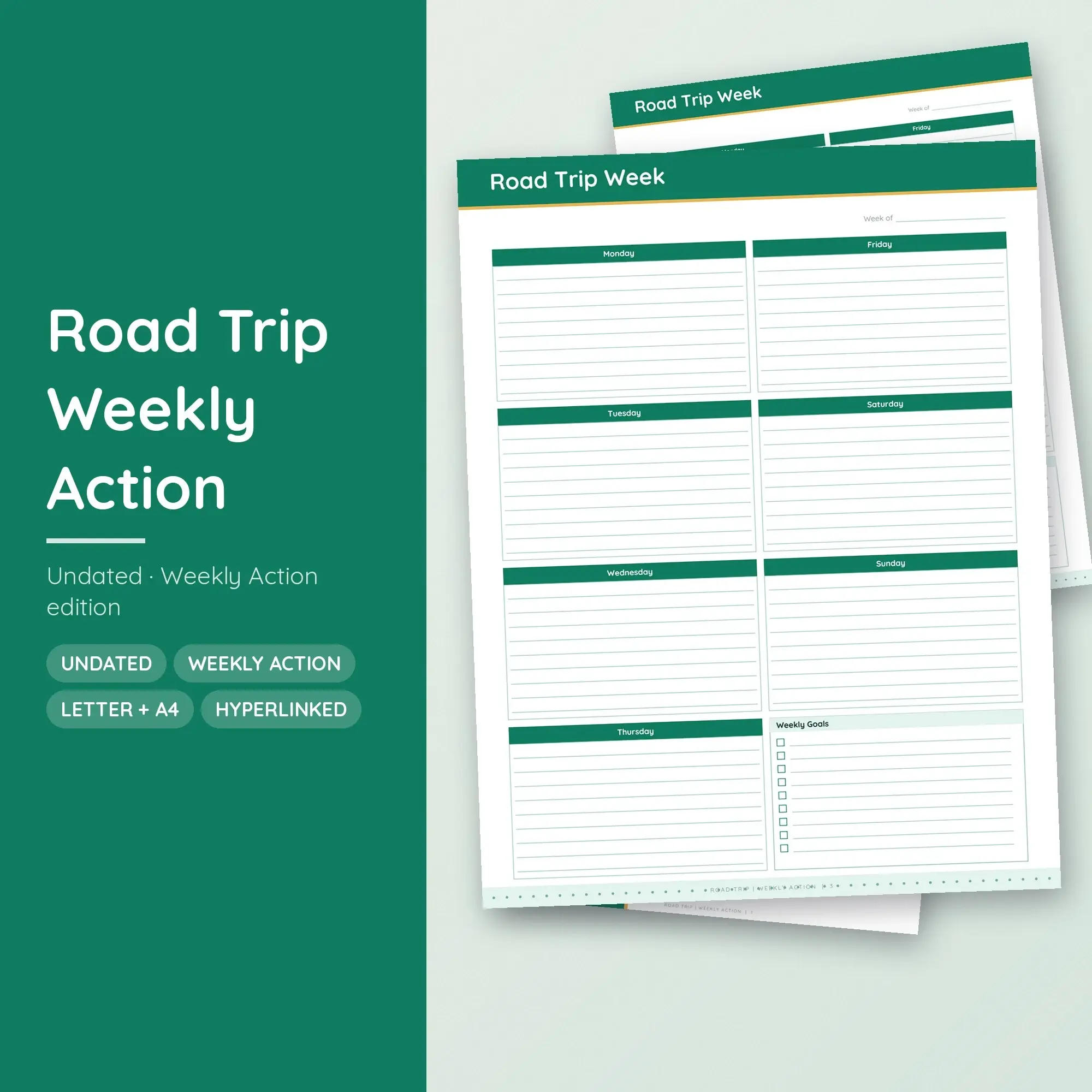 Road Trip Weekly Action Planner PDF - Emerald preview