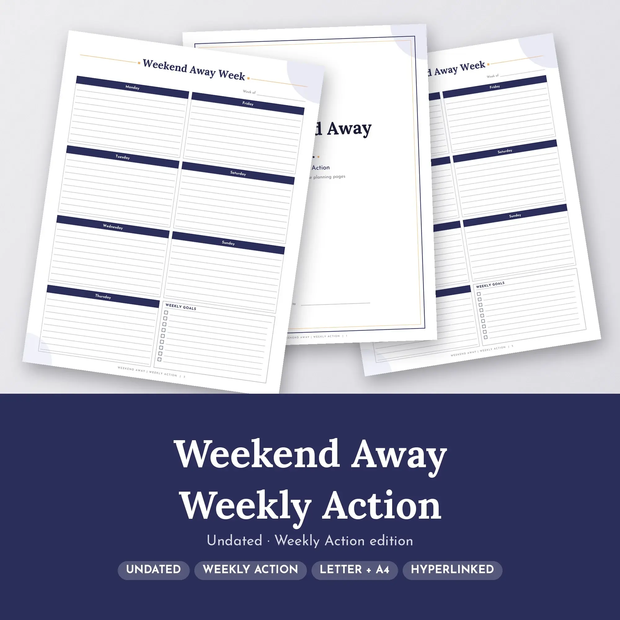 Weekend Away Weekly Action Planner PDF - Midnight preview