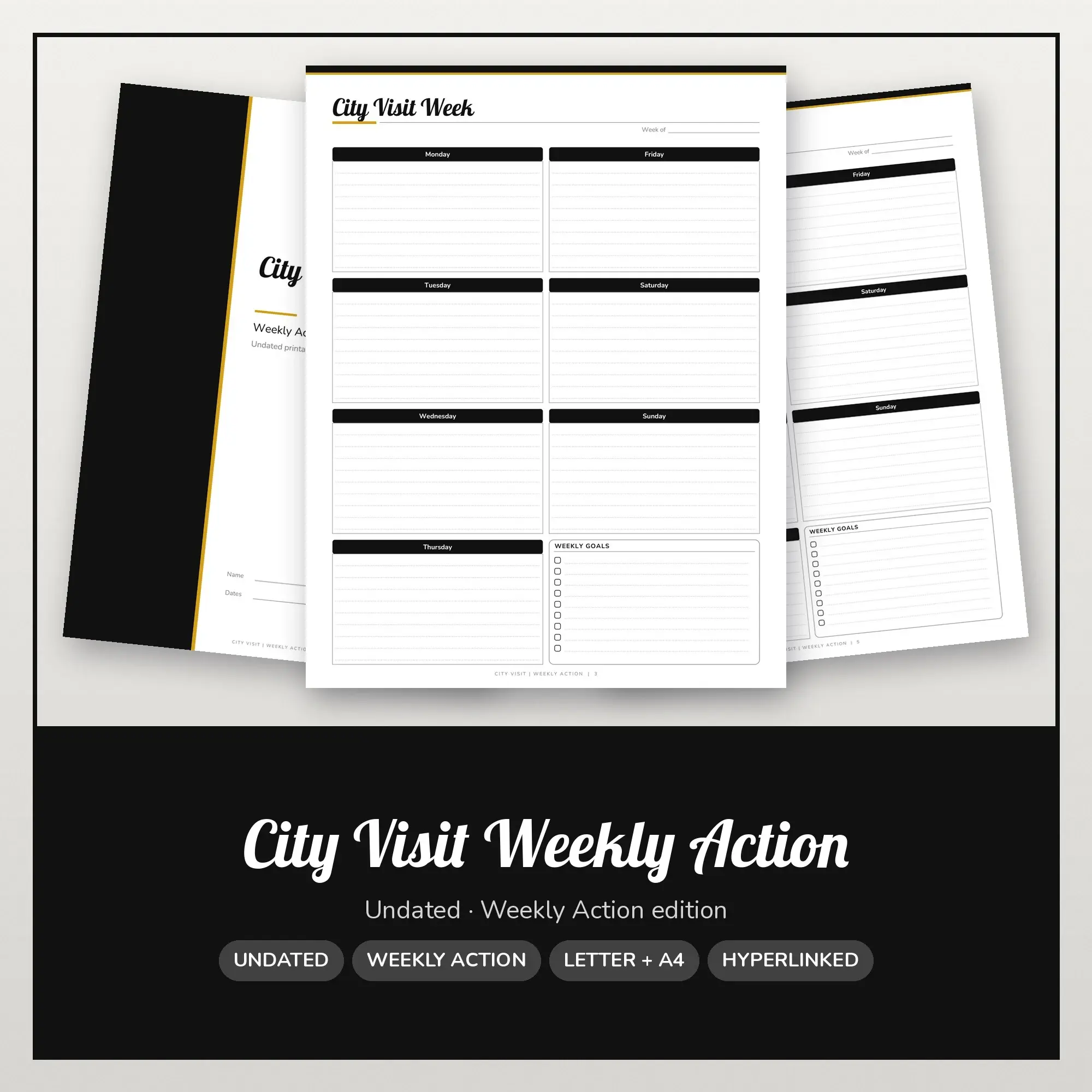 City Visit Weekly Action Planner PDF - Ink Black preview