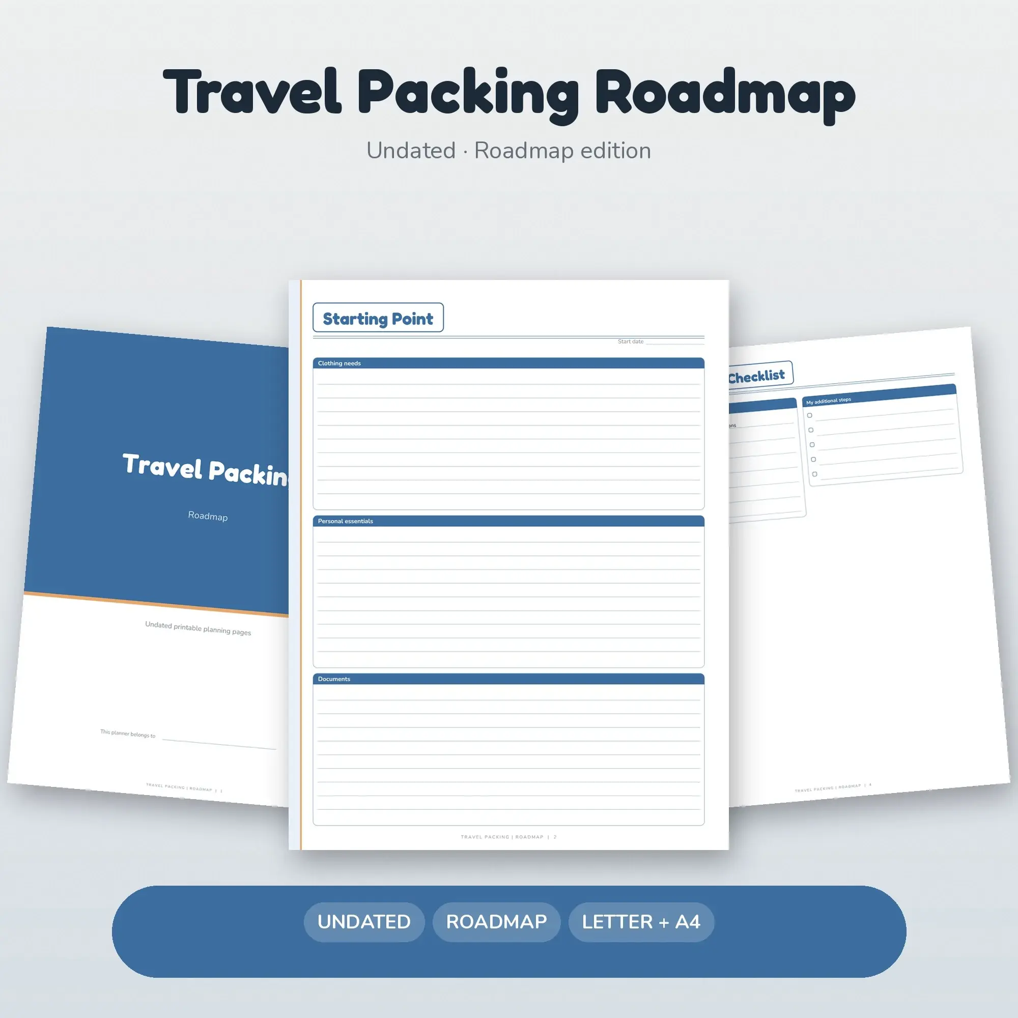 Travel Packing Roadmap Planner PDF - Denim preview