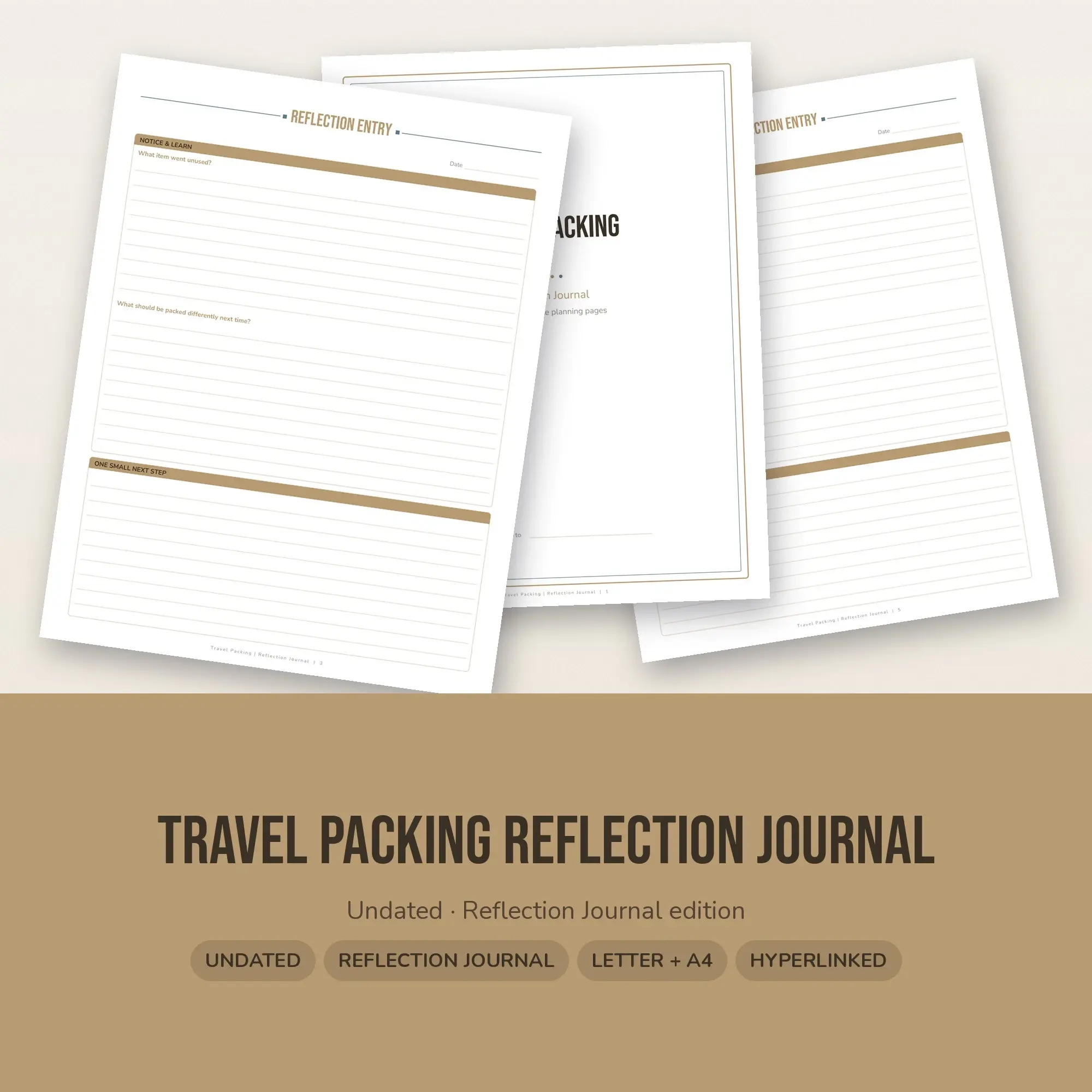 Travel Packing Reflection Journal Planner PDF - Sand preview