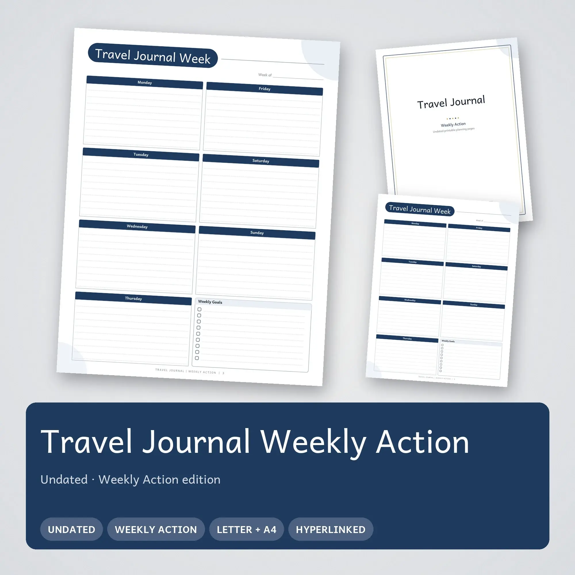 Travel Journal Weekly Action Planner PDF - Navy preview