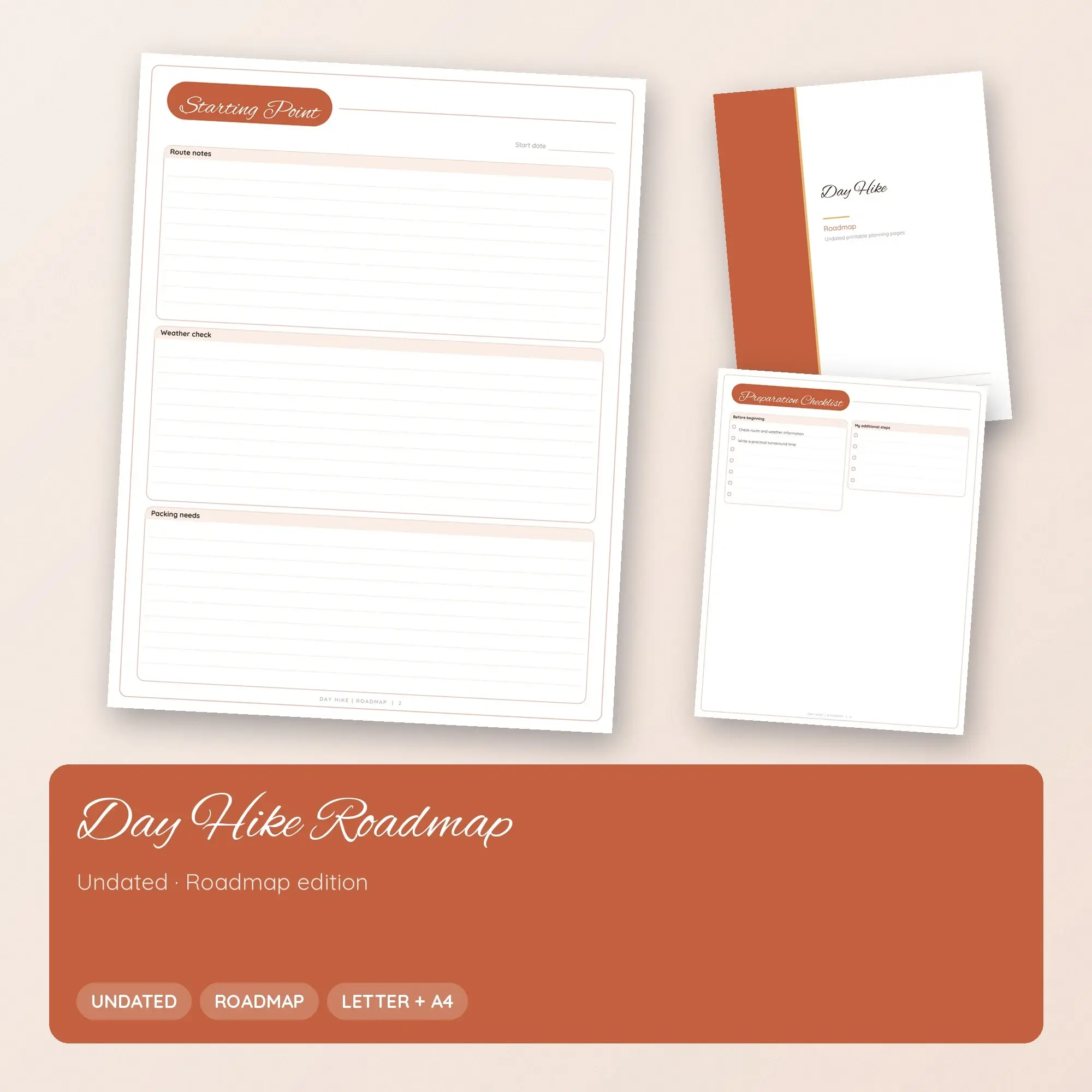 Day Hike Roadmap Planner PDF - Terracotta preview