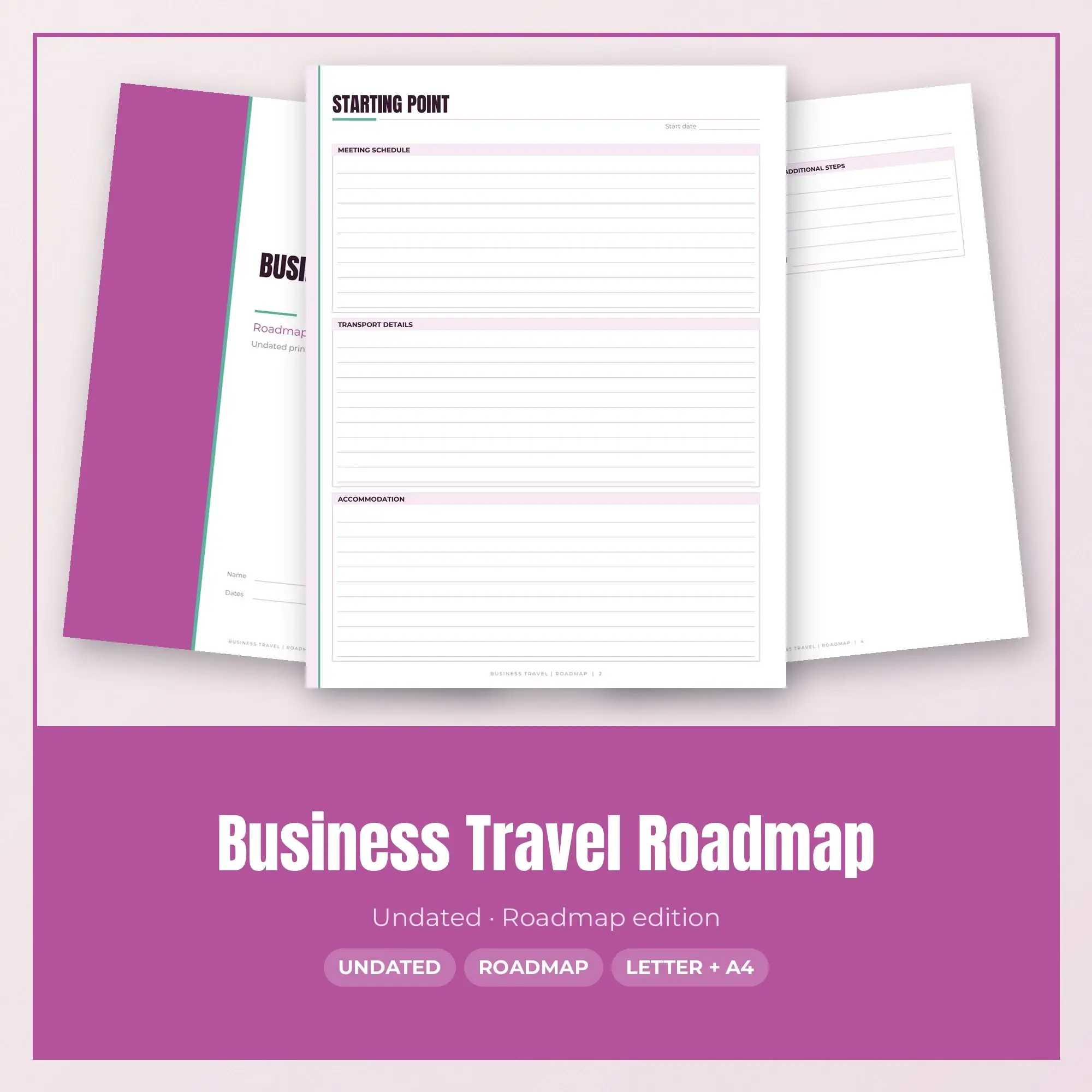 Business Travel Roadmap Planner PDF - Orchid preview