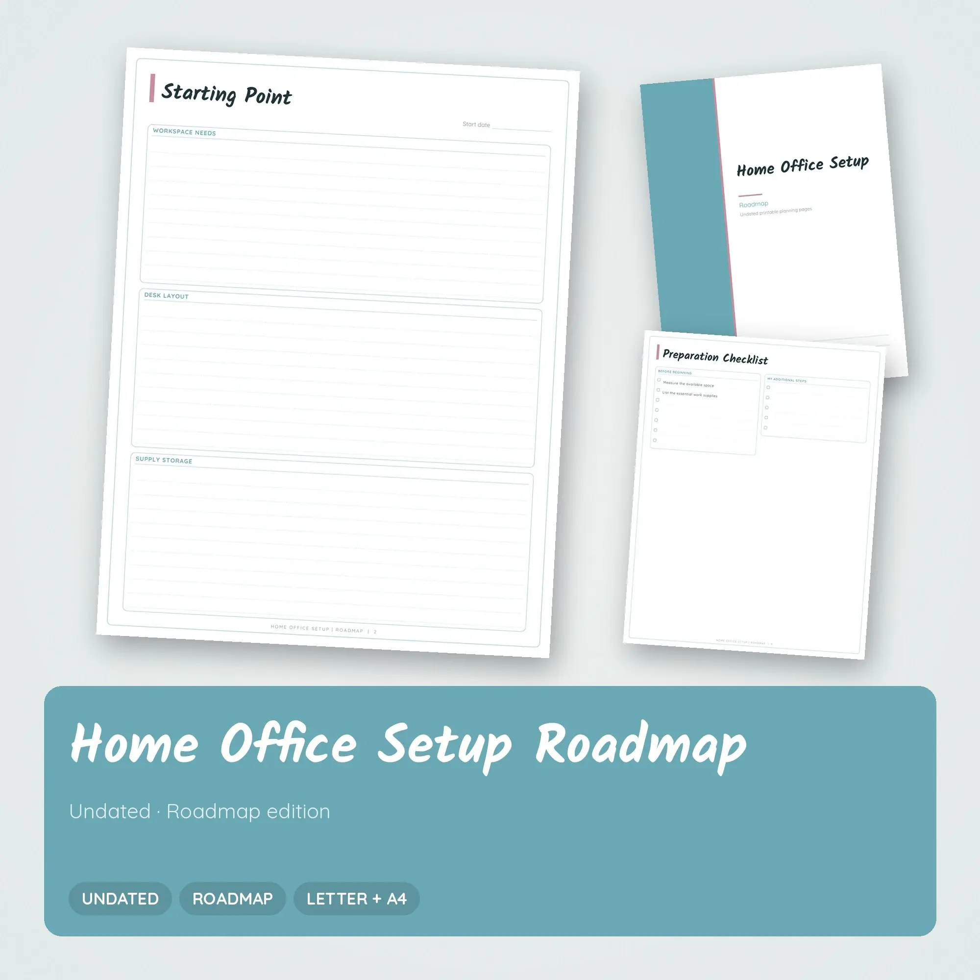 Home Office Setup Roadmap Planner PDF - Glacier preview