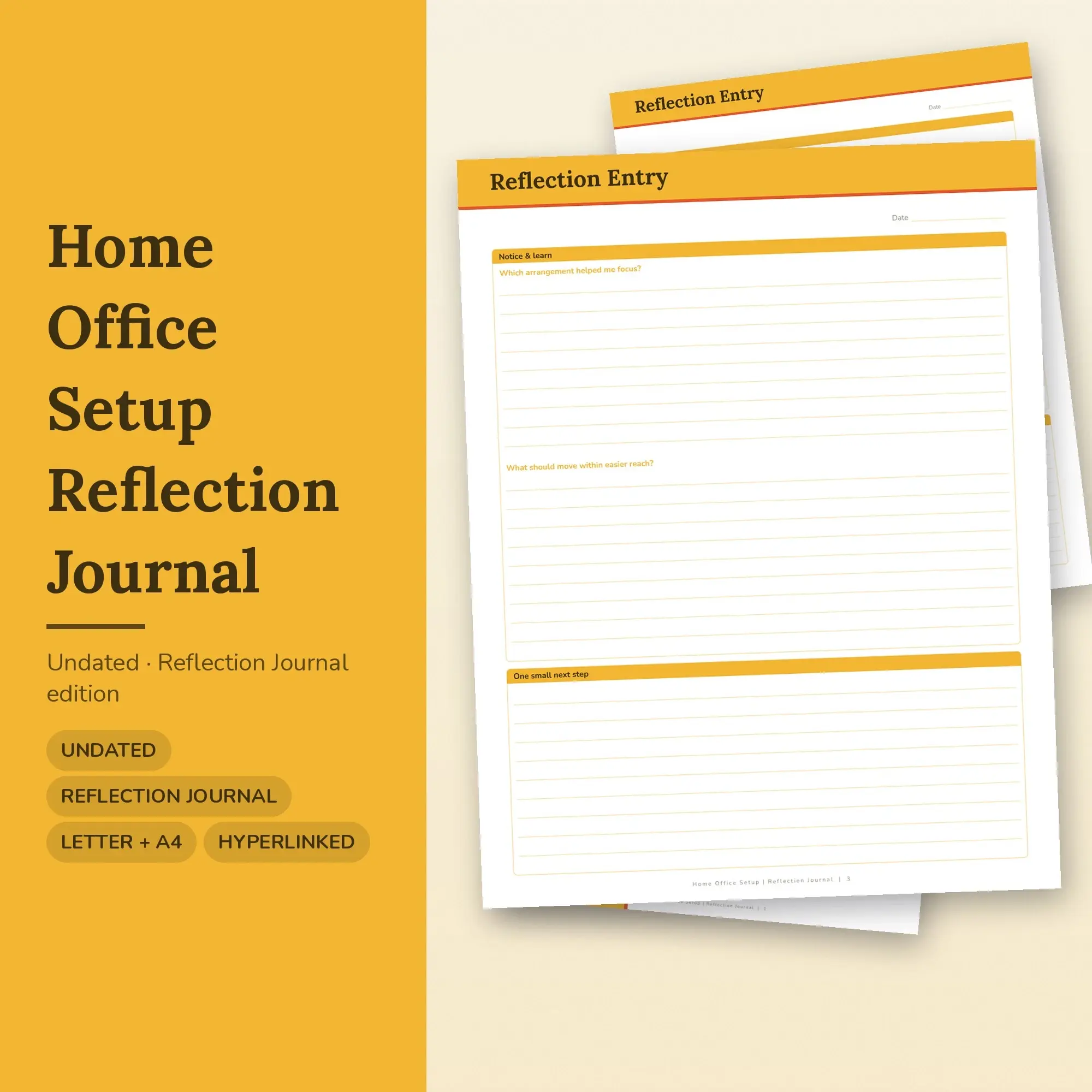 Home Office Setup Reflection Journal Planner PDF - Sunshine preview