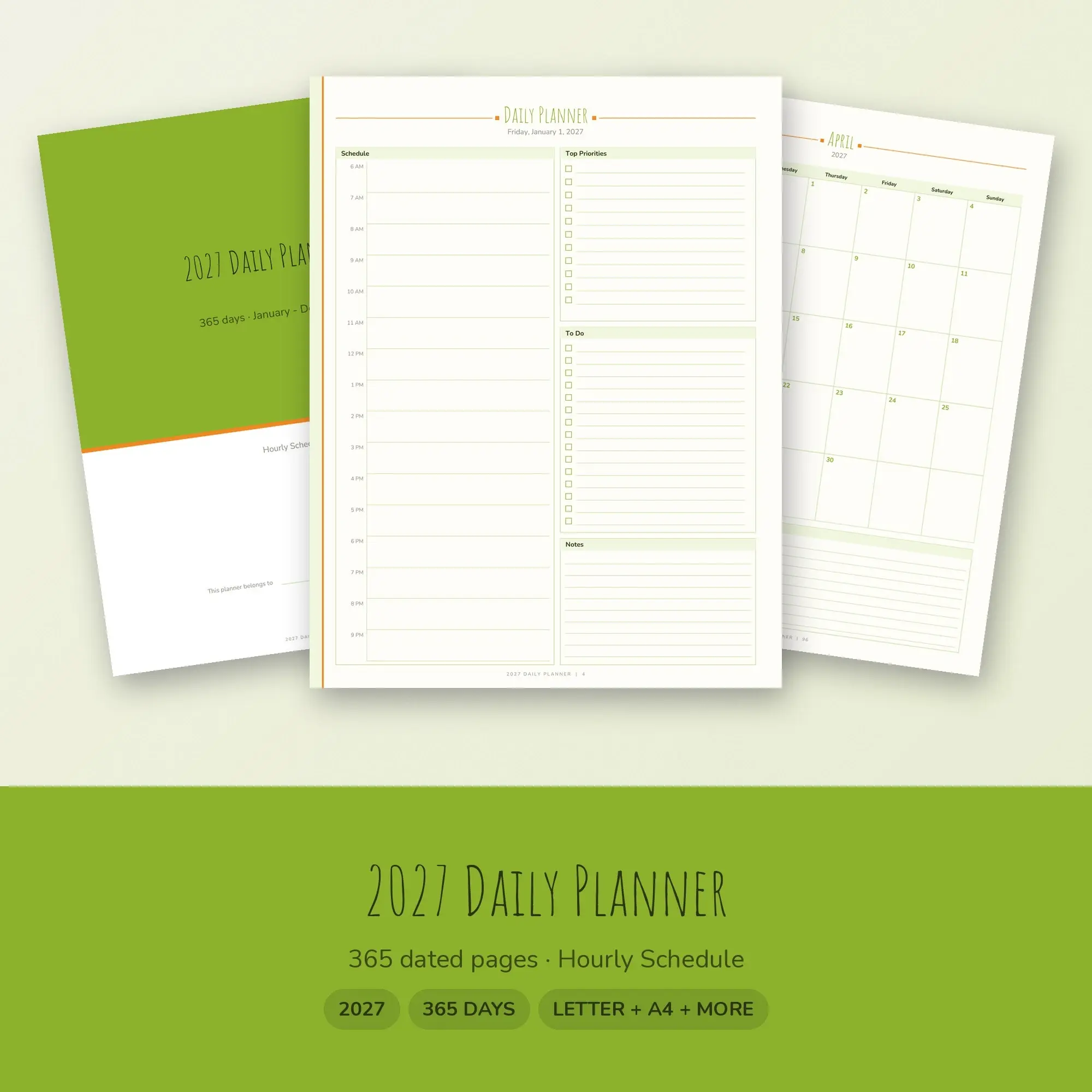 Casual 2027 Daily Planner Printable, One Page Per Day preview