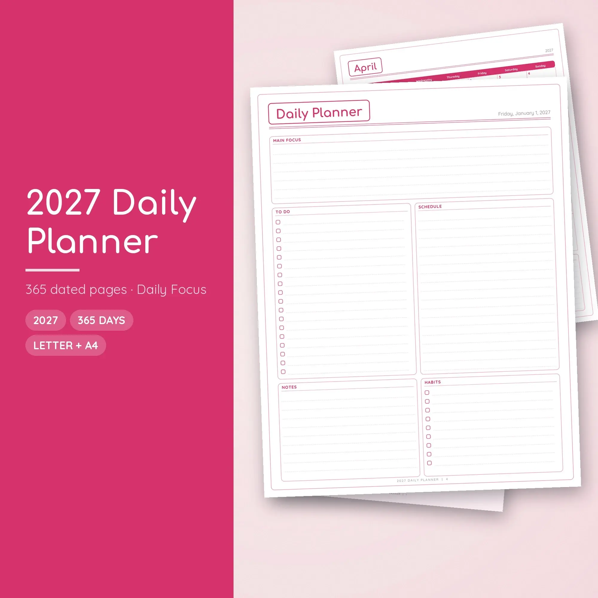 Fun 2027 Daily Planner Printable, One Page Per Day preview