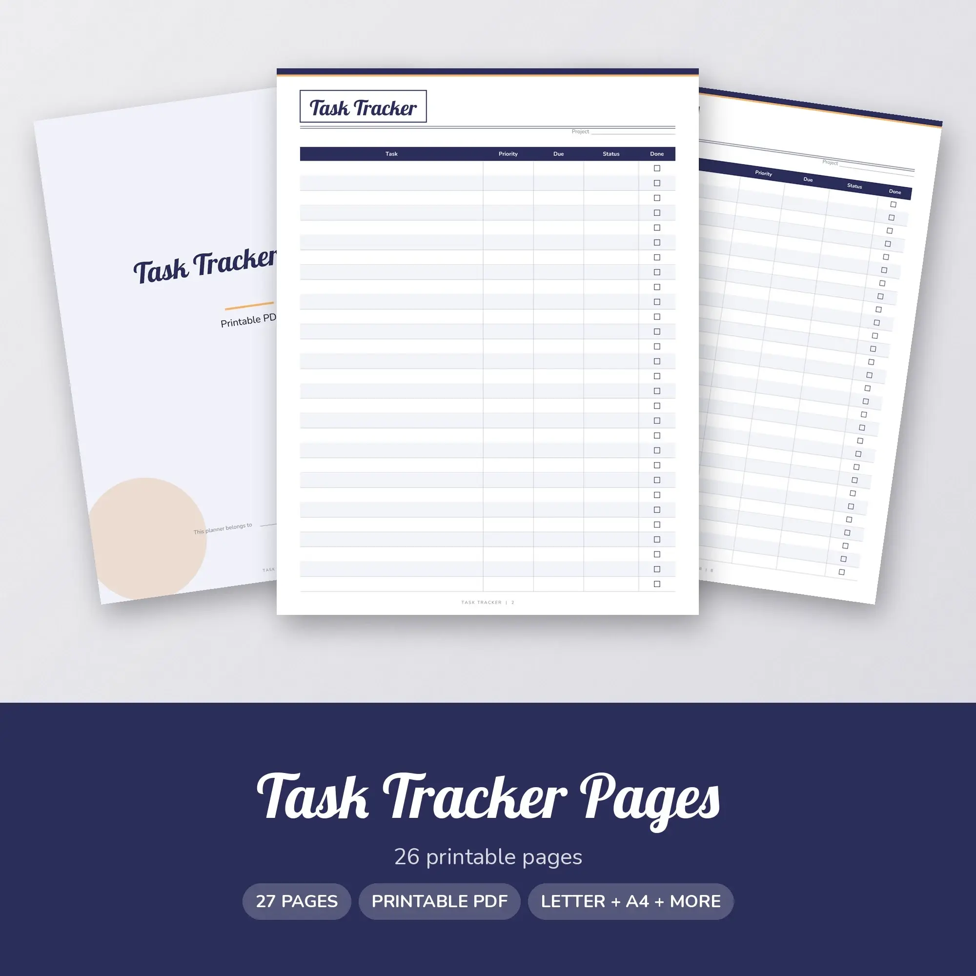 Task Tracker Printable PDF, Romantic Midnight Pages preview