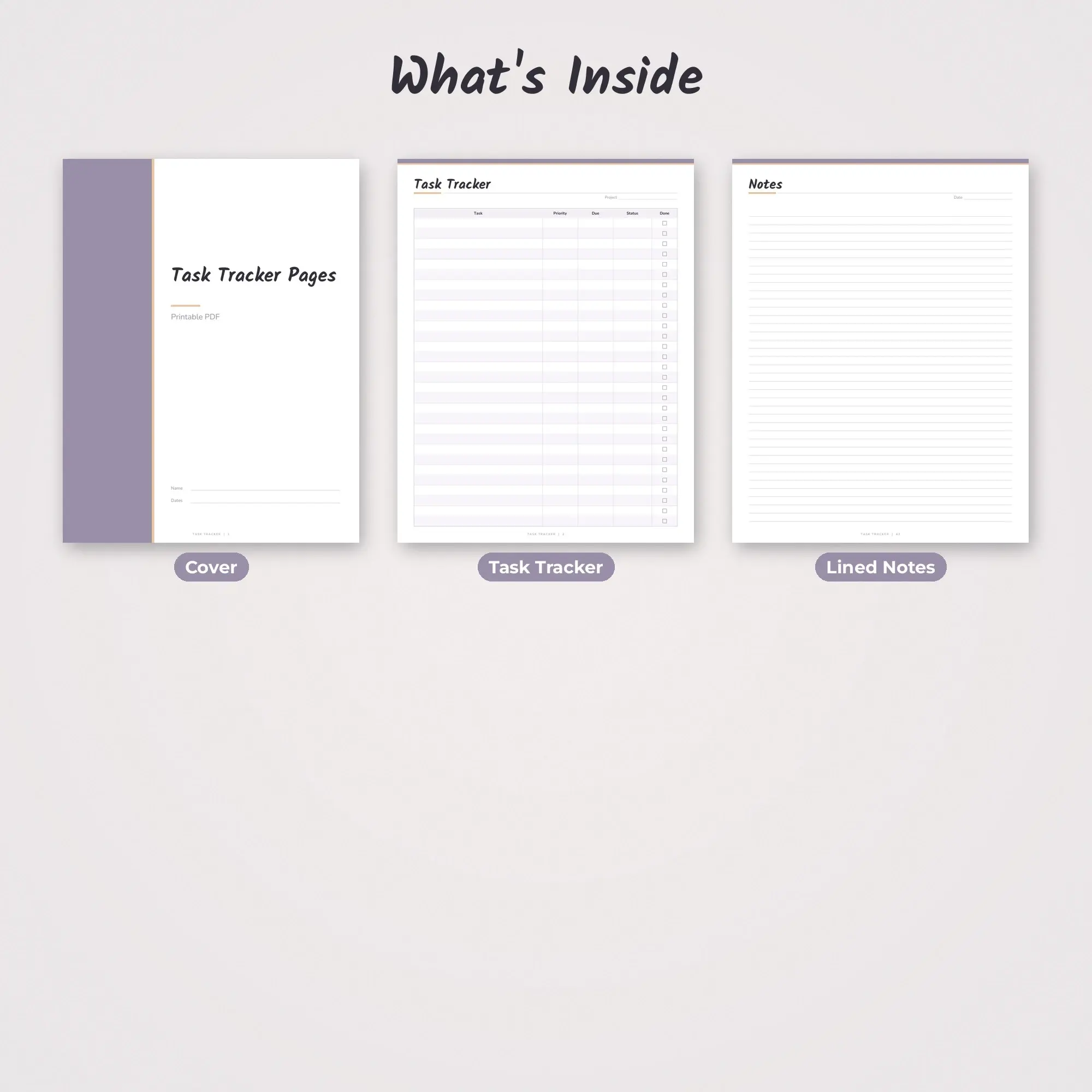 Whimsical Task Tracker Printable, Lilac, Letter A4, preview 2 of 2